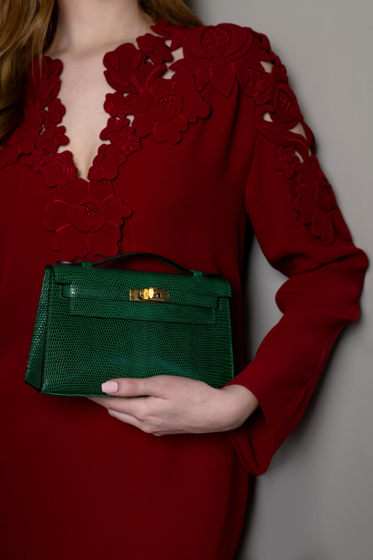 Hermès Kelly Pochette Lizard in Vert Fonce GHW