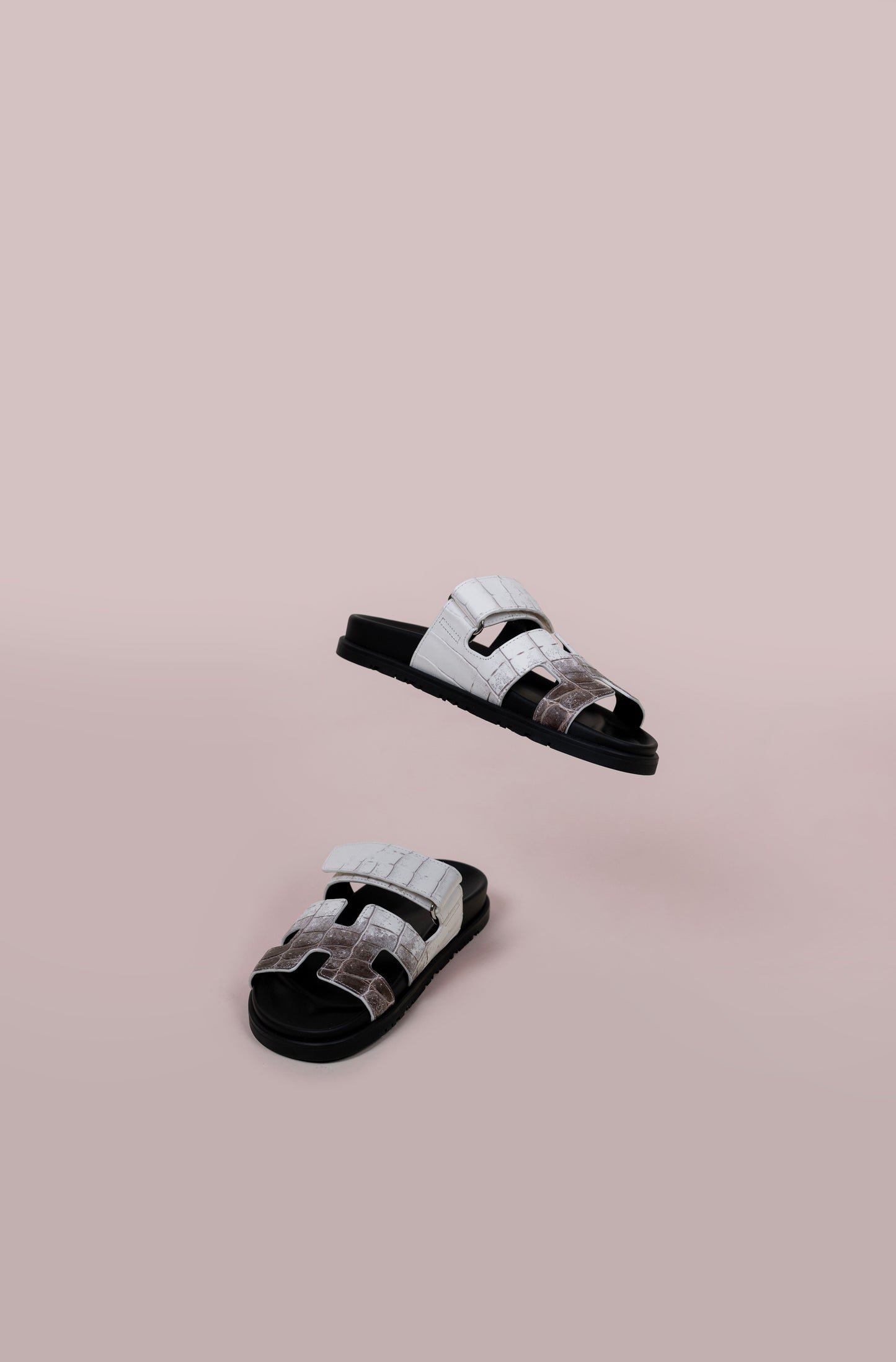 Hermès Himalayan/Black Chypre Sandals