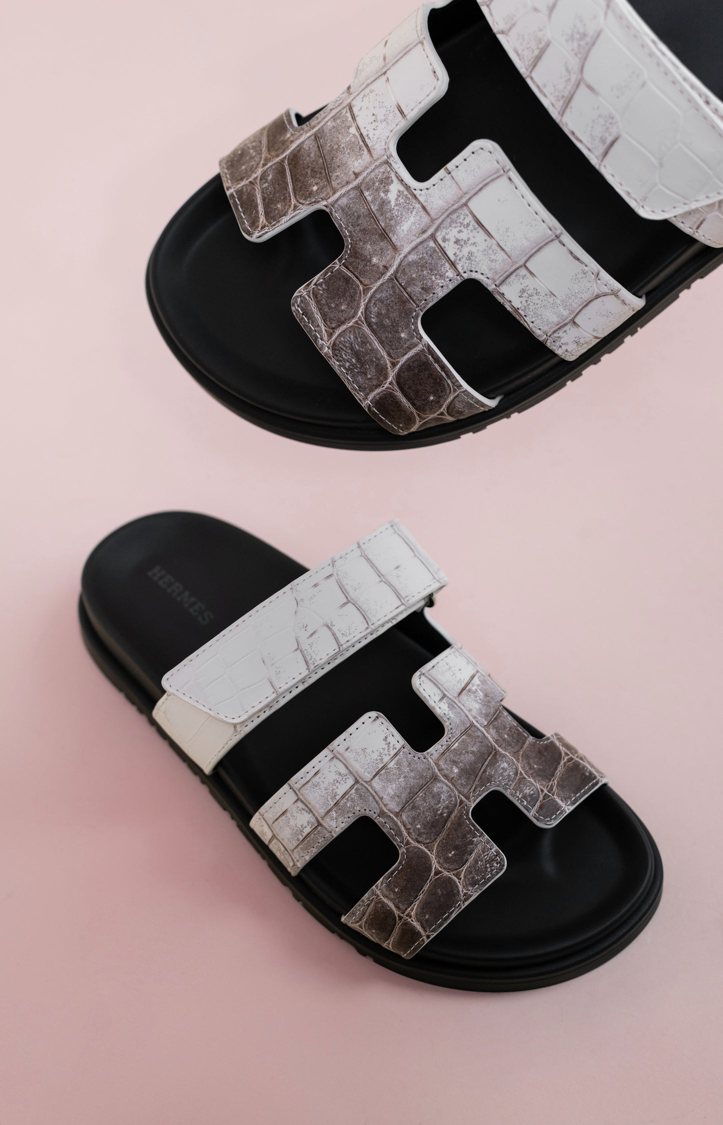 Hermès Himalayan/Black Chypre Sandals