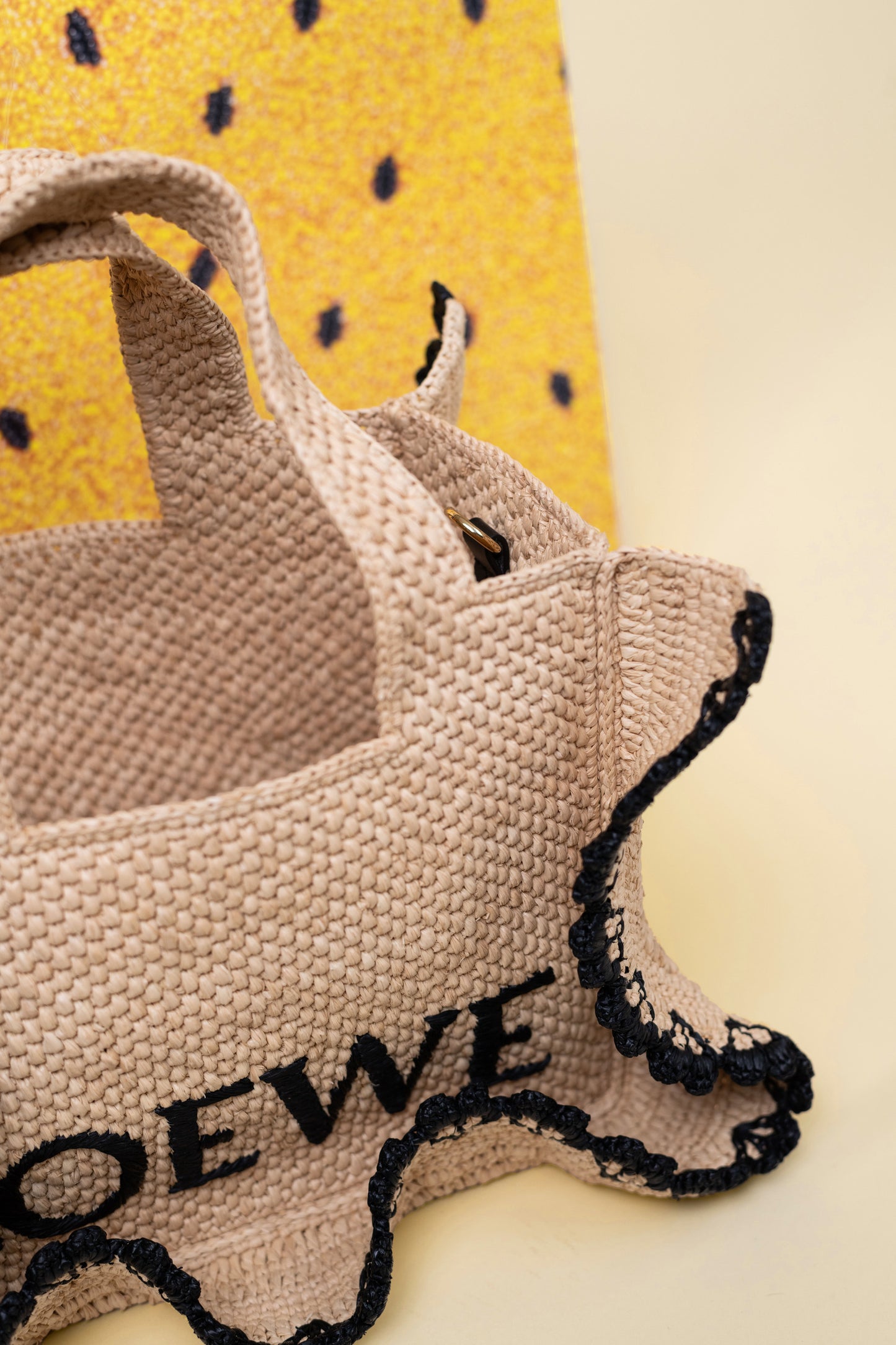 Loewe Small Font Tote in Raffia