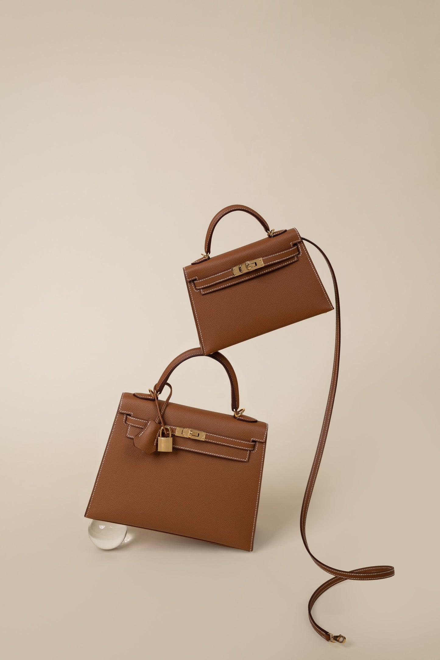 Hermès Mini Kelly 20 & Kelly 25 Epsom in Gold GHW
