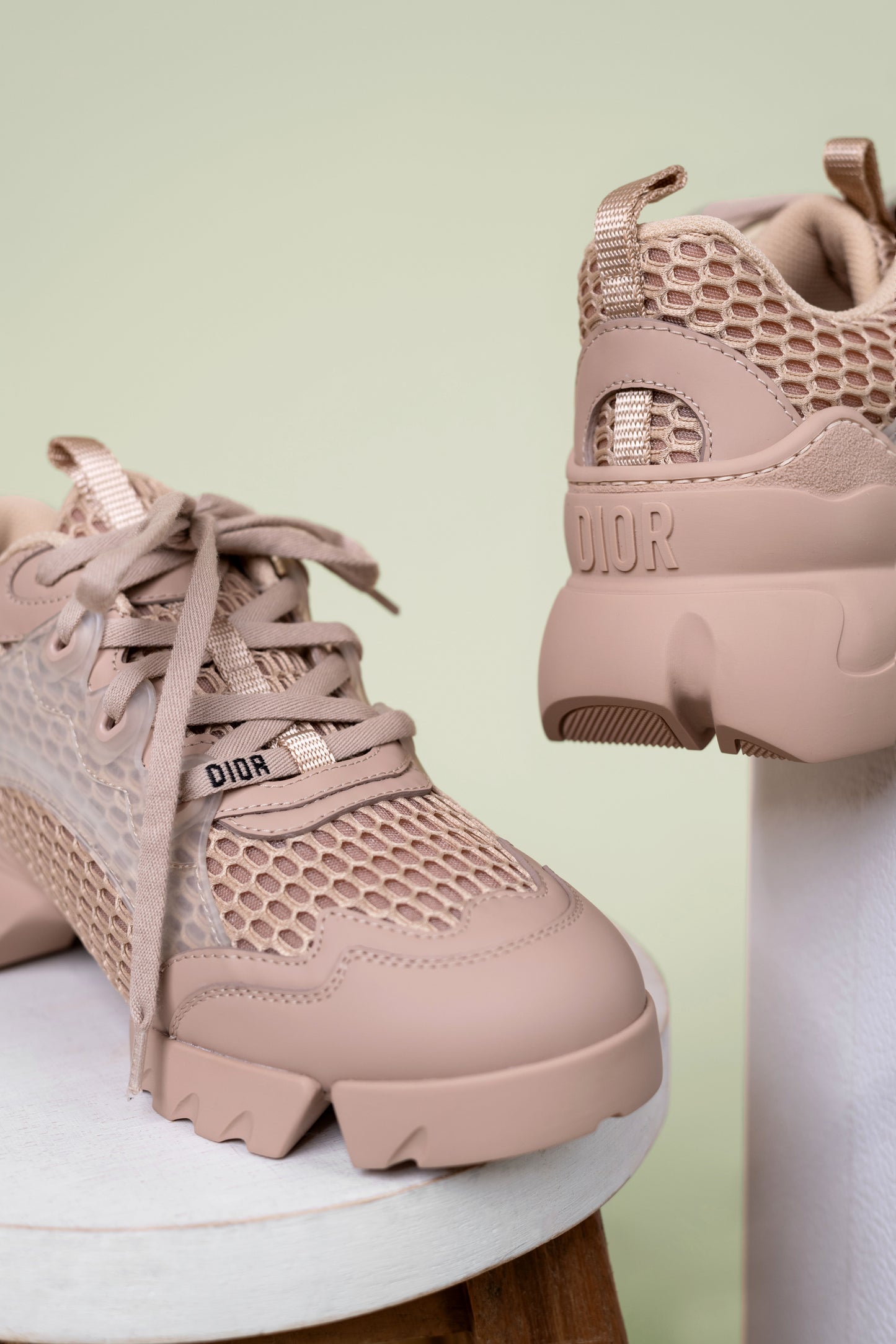 Dior D-Connect Sneakers in Nude & Black