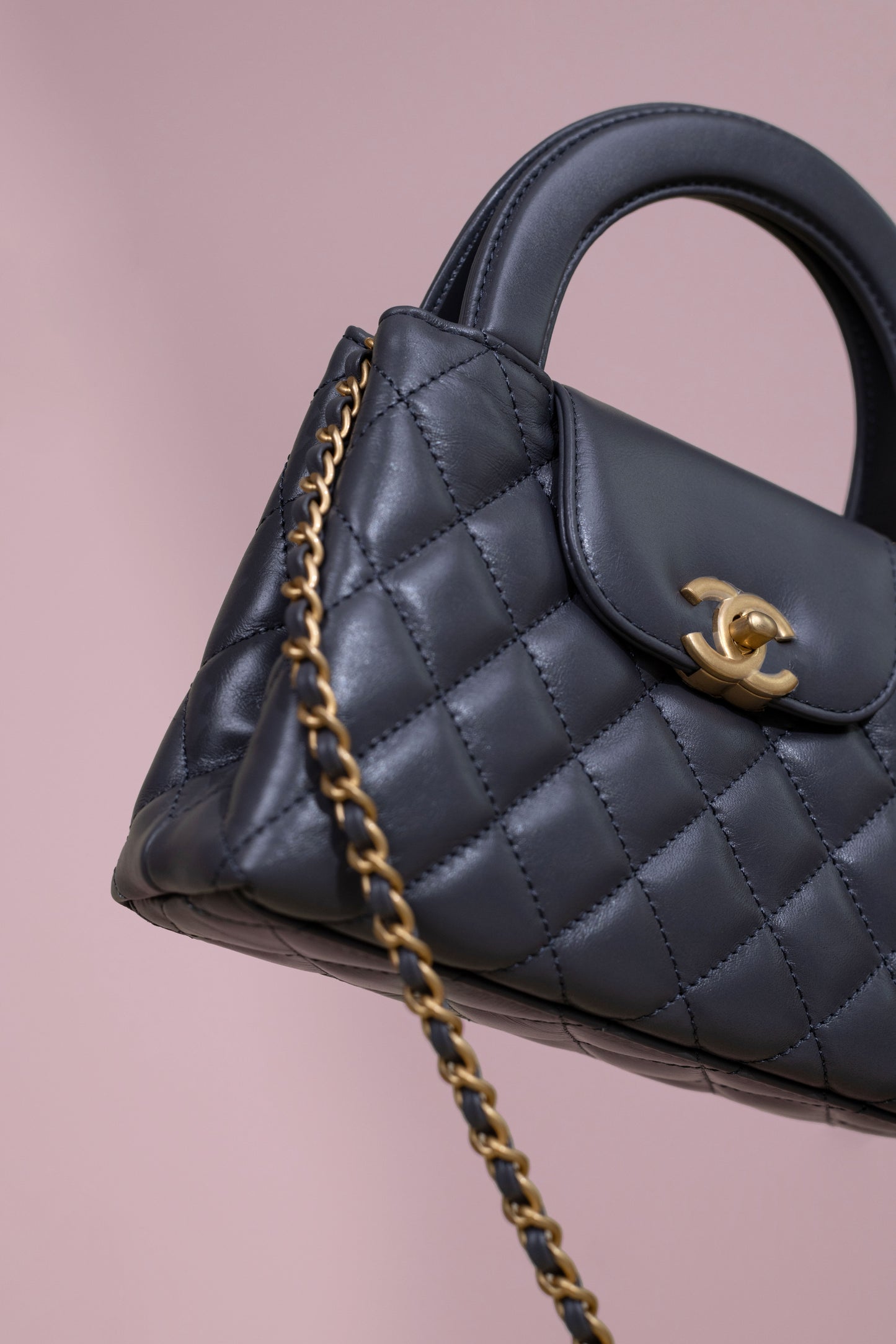 Chanel Top Handle Bag in Grey with Chain