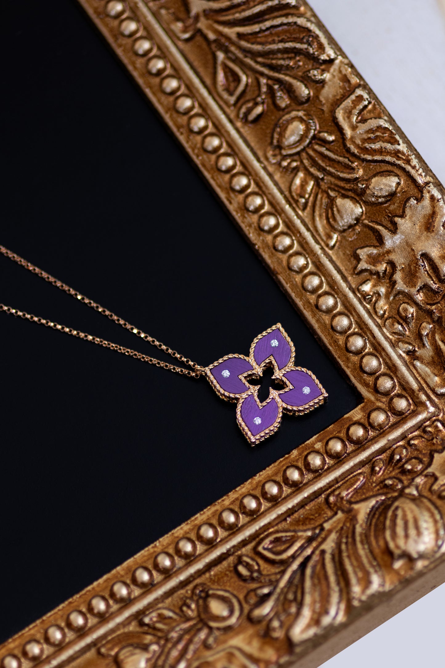 Roberto Coin Venetian Princess Purple Flower Rose Gold Necklace