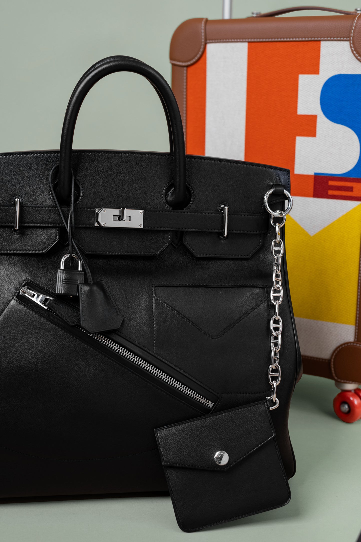 Hermès Hac Rock Birkin 40 Black & R.M.S Multicolor Suitcase