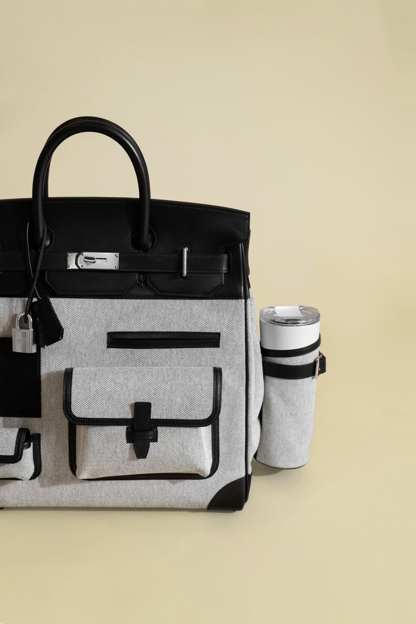 Hermès Hac 40 Birkin Cargo Toile Ecru/Black