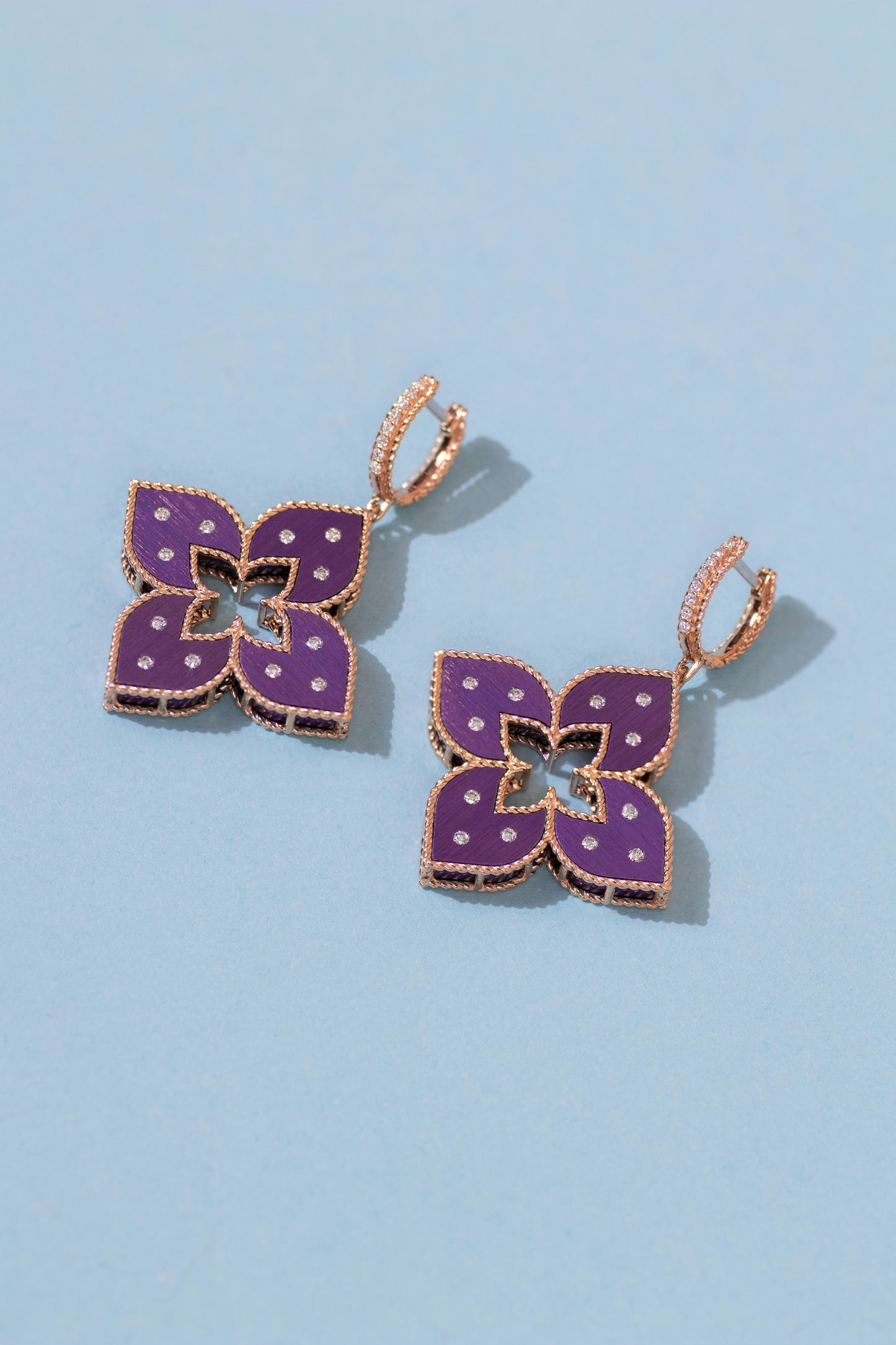 Roberto Coin Rose Gold Venetian Princess Purple Titanium Necklace and Earrings