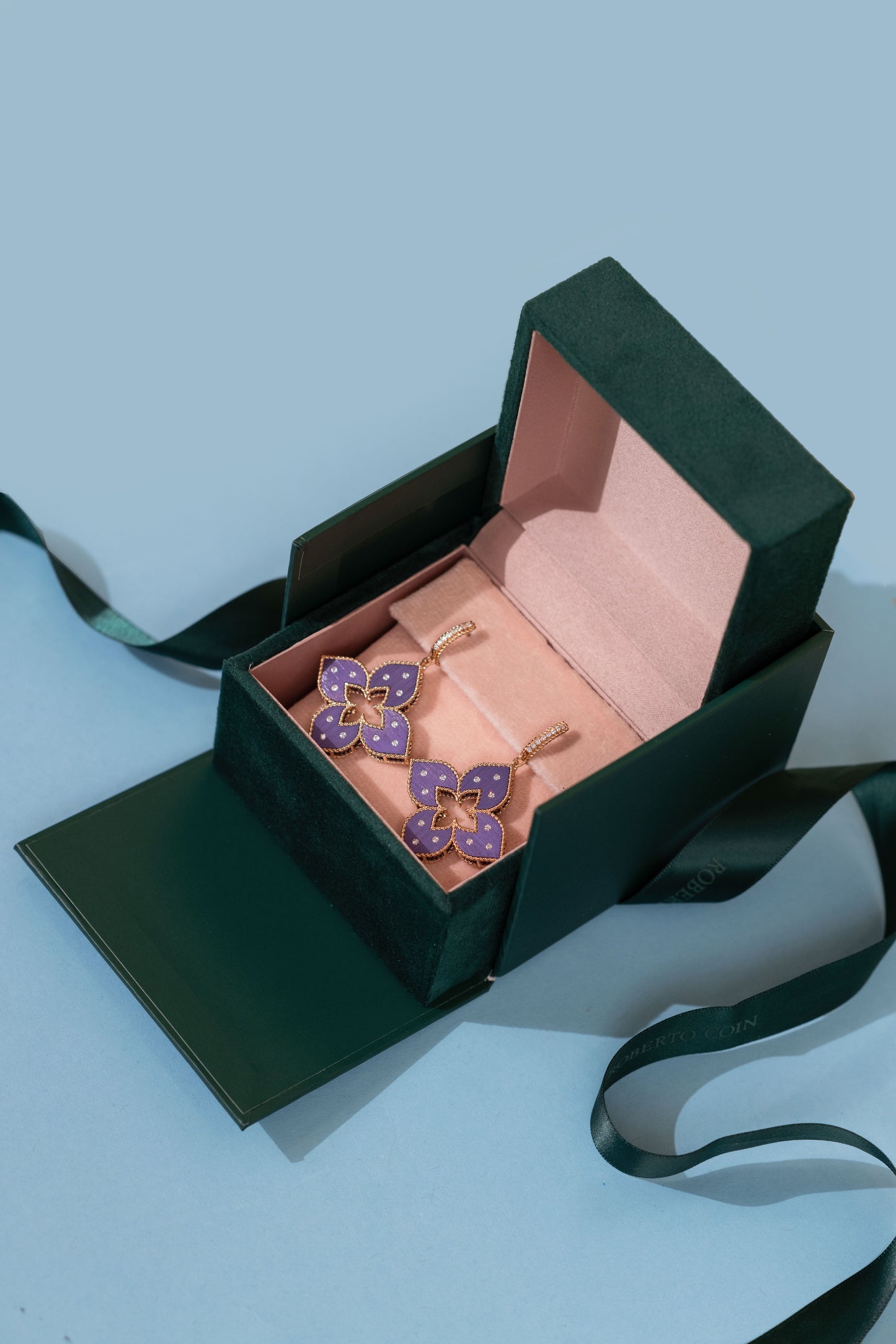 Roberto Coin Rose Gold Venetian Princess Purple Titanium Necklace and Earrings