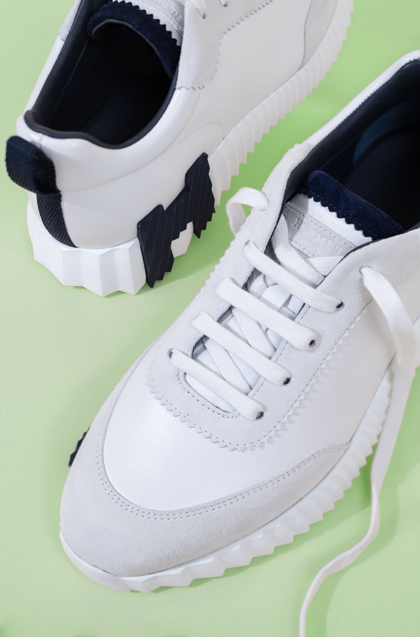 Hermès Bouncing Sneakers in White/Navy