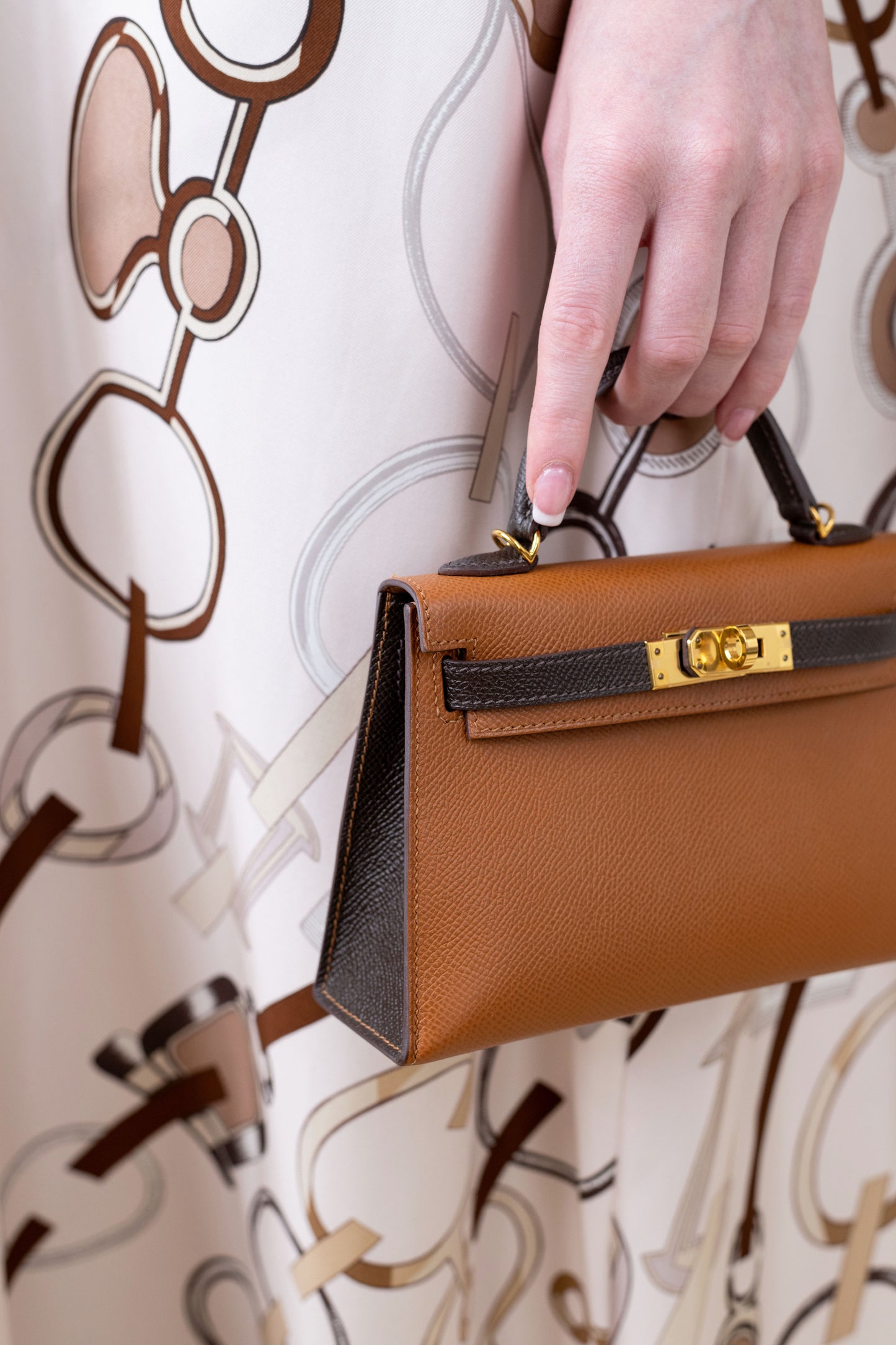 Hermès HSS Mini Kelly 20 Epsom in Gold/Ebene GHW