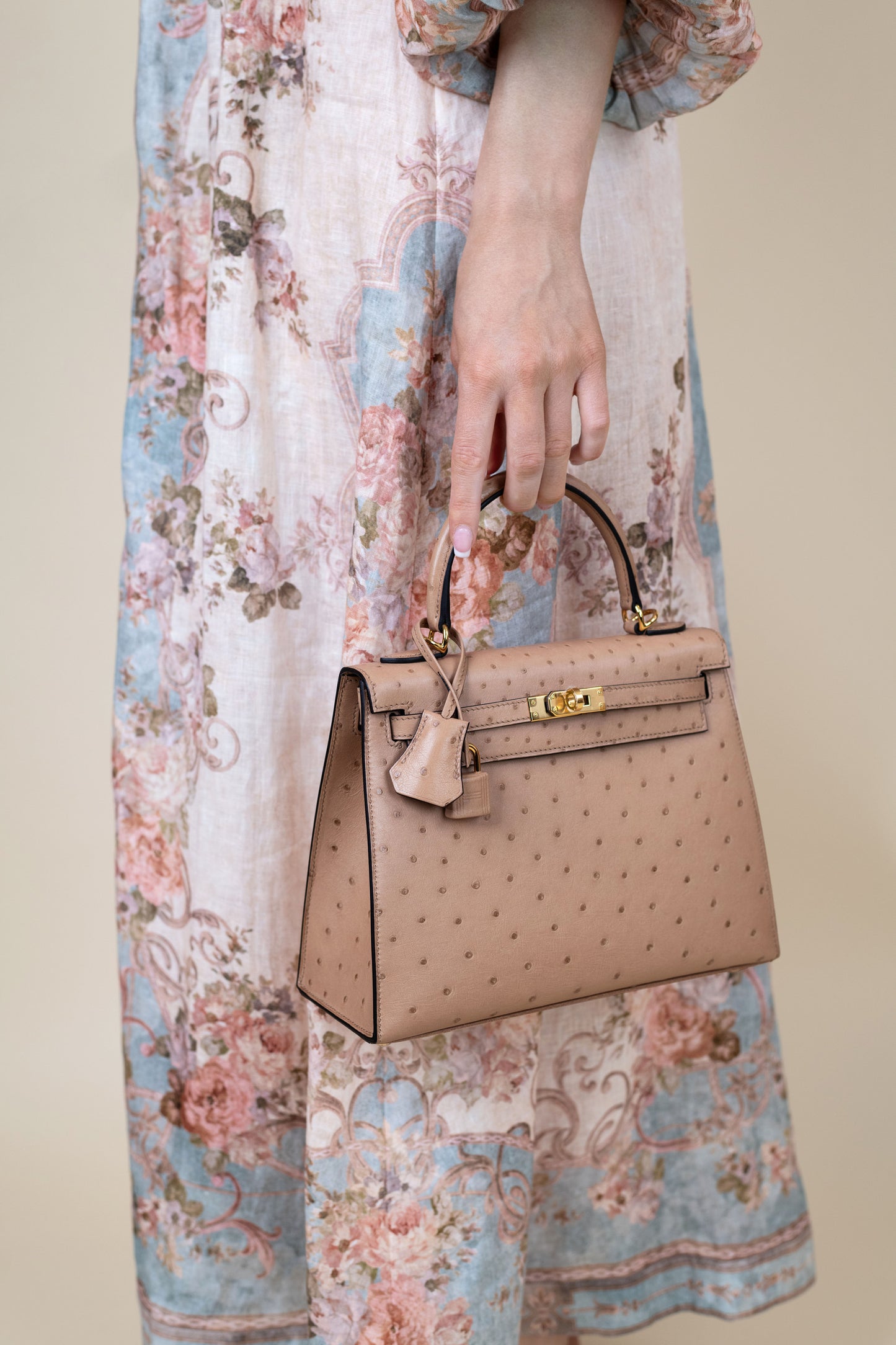 Hermès Kelly 25 Ostrich Chai GHW