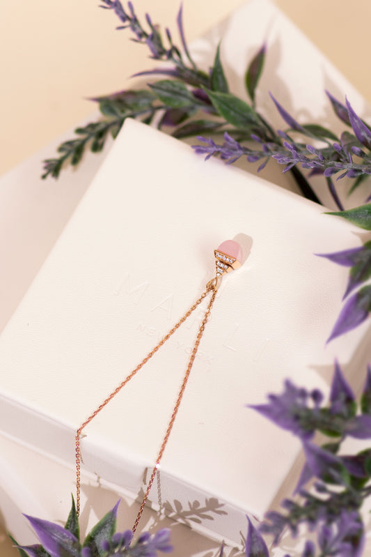 قلادة مارلي من الذهب الوردي/الكوارتز الوردي