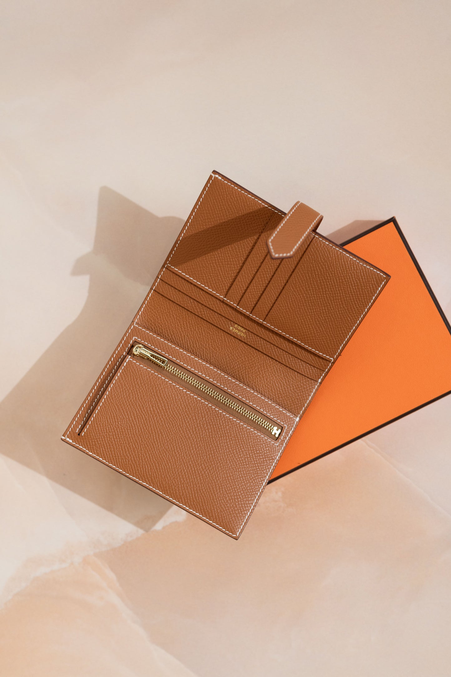 Hermè Gold Bearn Wallet