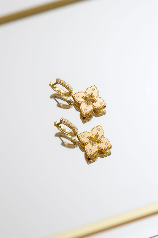 Roberto Coin Venetian Princess Yellow Gold Flower Earrings