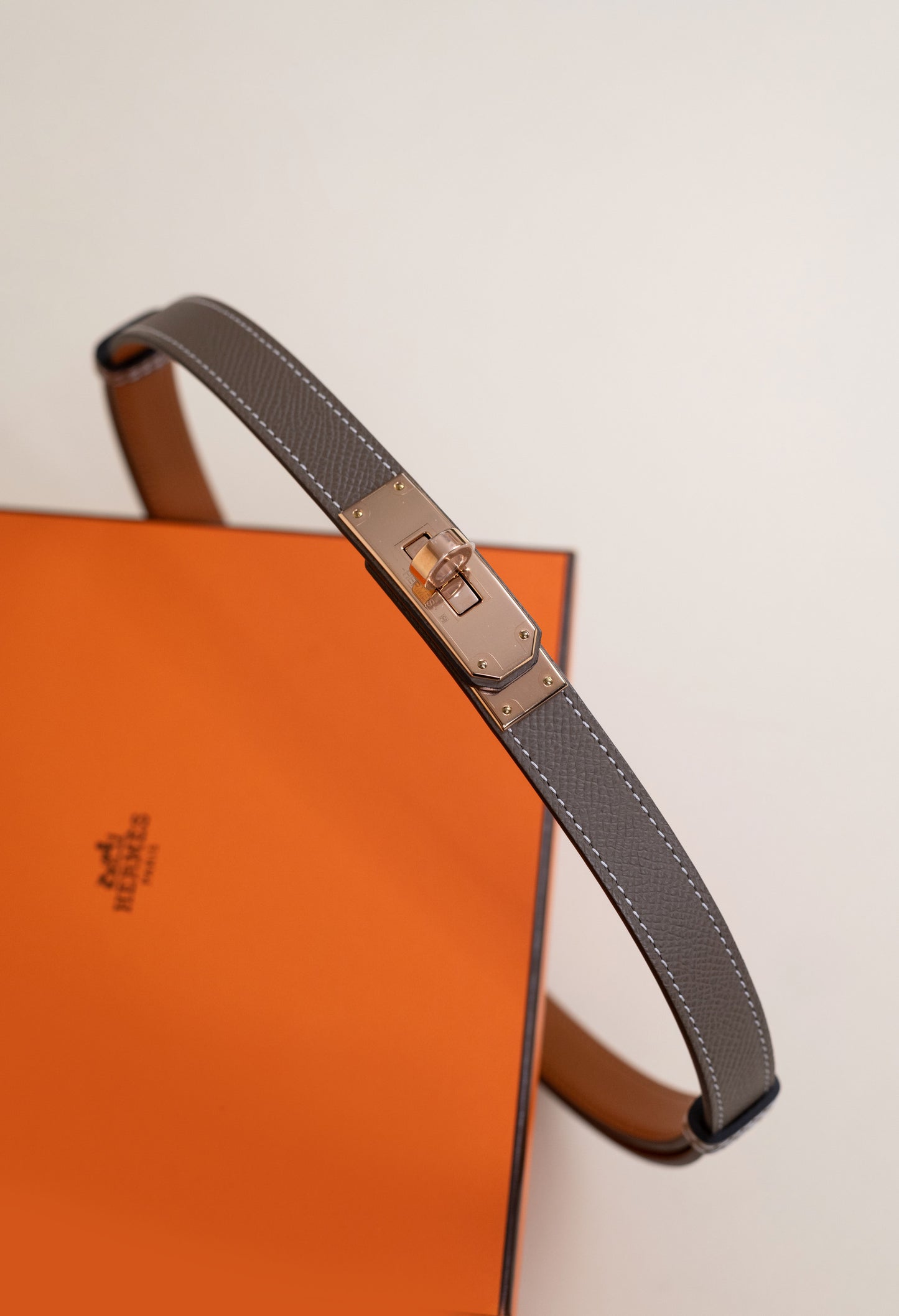 Hermès Kelly Belt in Etoupe with RGHW & PHW