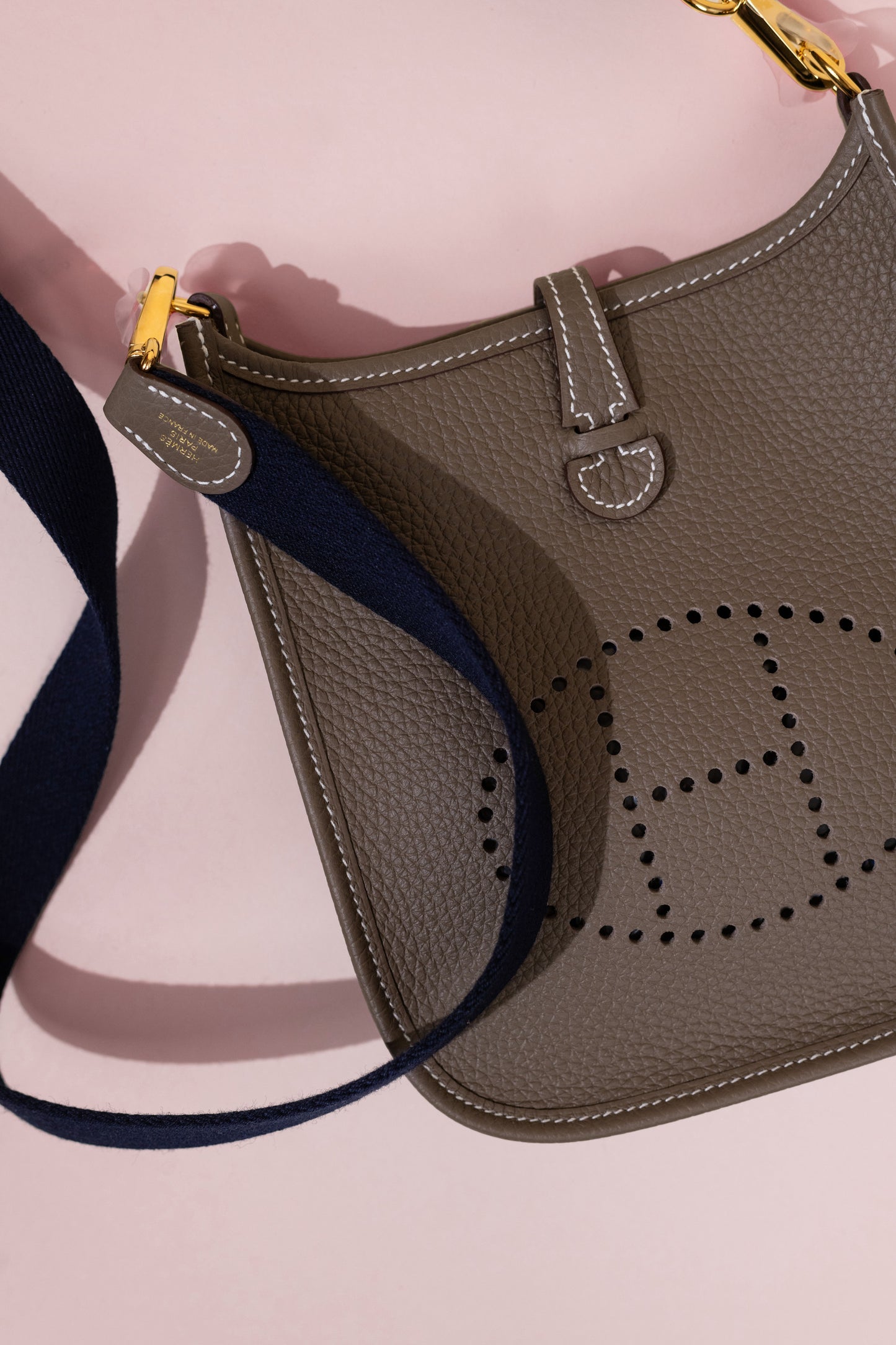Hermès Mini Evelyne in Etoupe & Felt Ebene