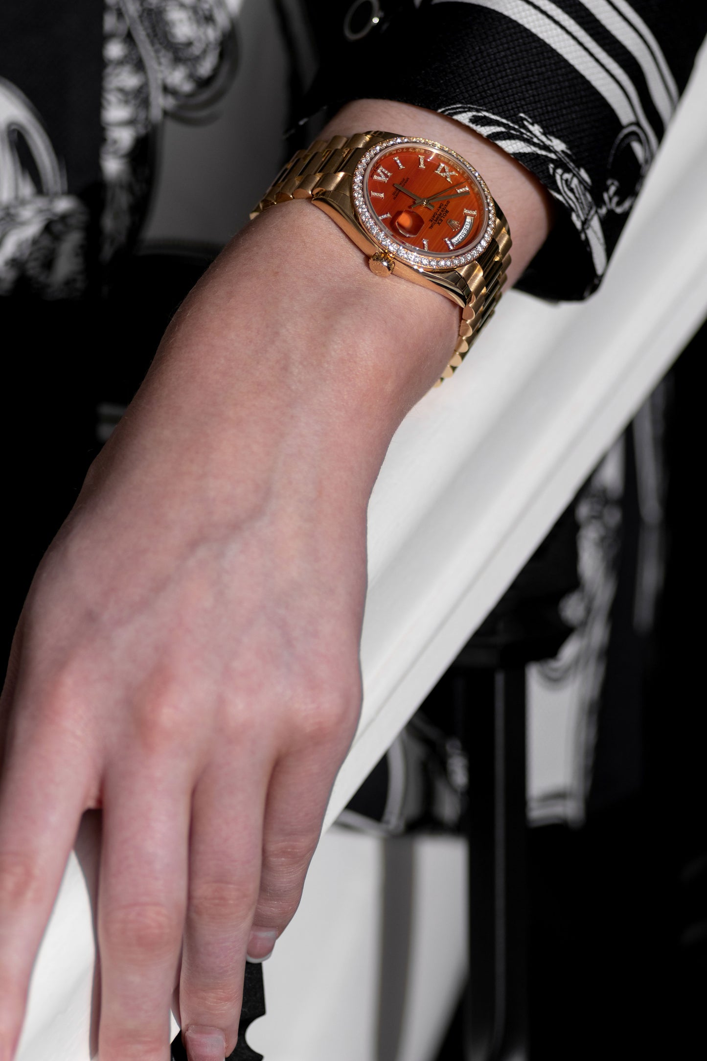 Rolex Oyster Perpetual Day-Date Orange Dial with Diamond 36mm