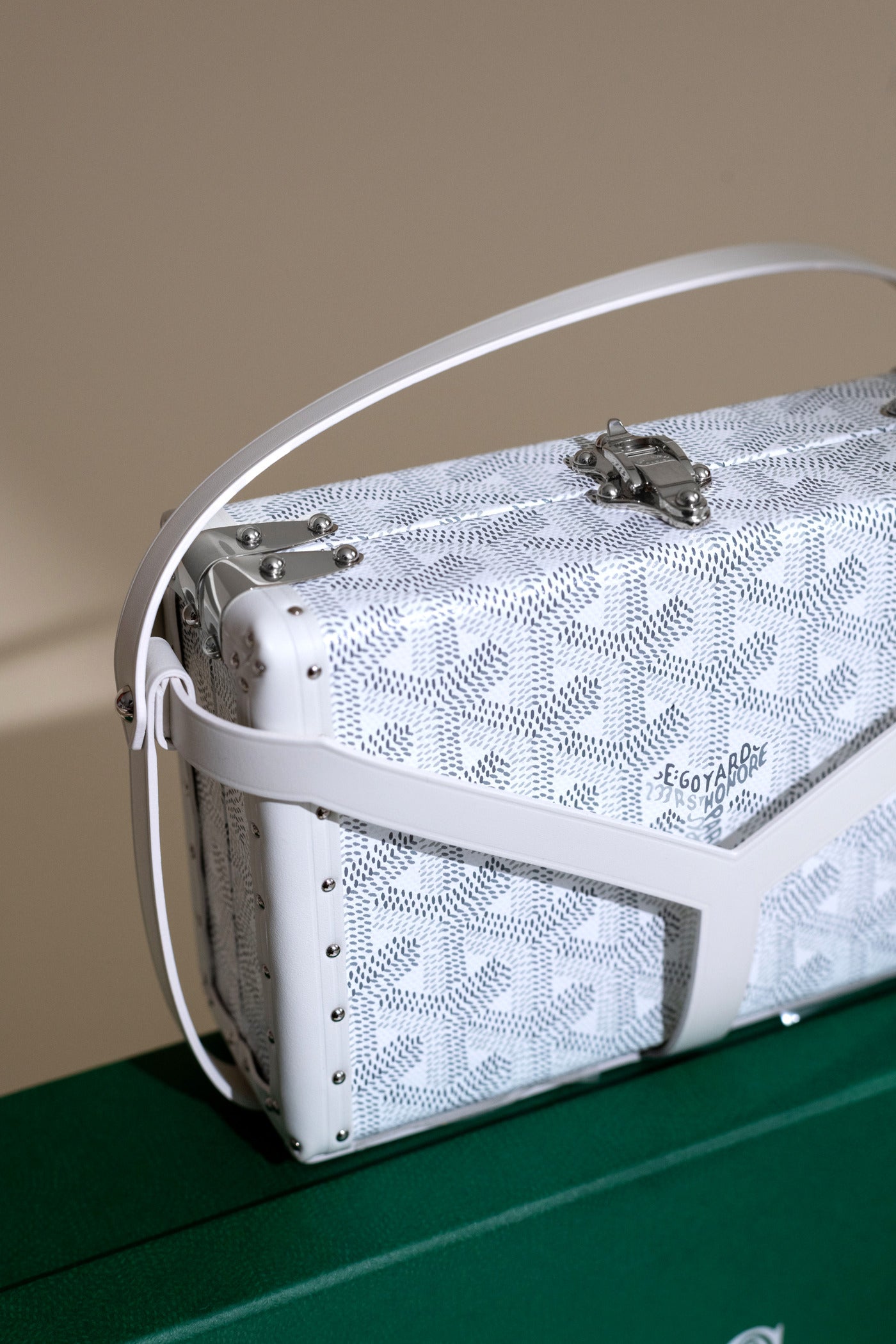 Goyard Minaudière Trunk Bag in White