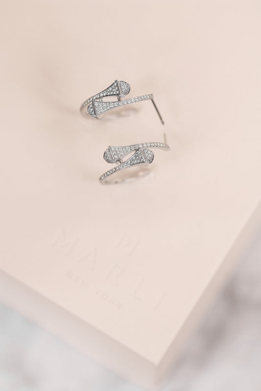 Marli Cleo White Gold Diamond Hoop Earrings