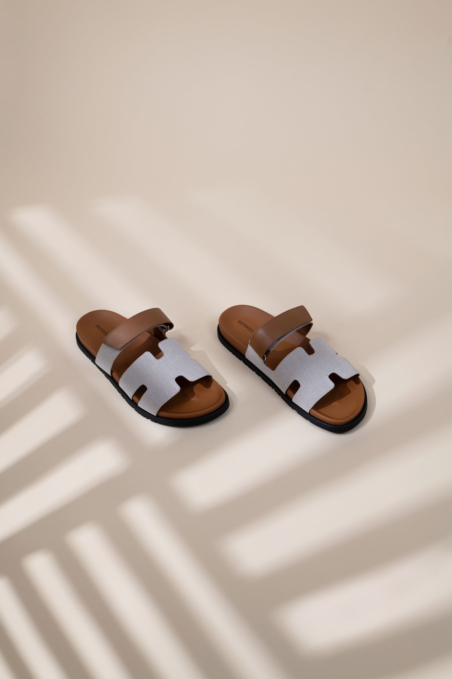 Hermès Chypre Sandals in Prunoir/Naturel