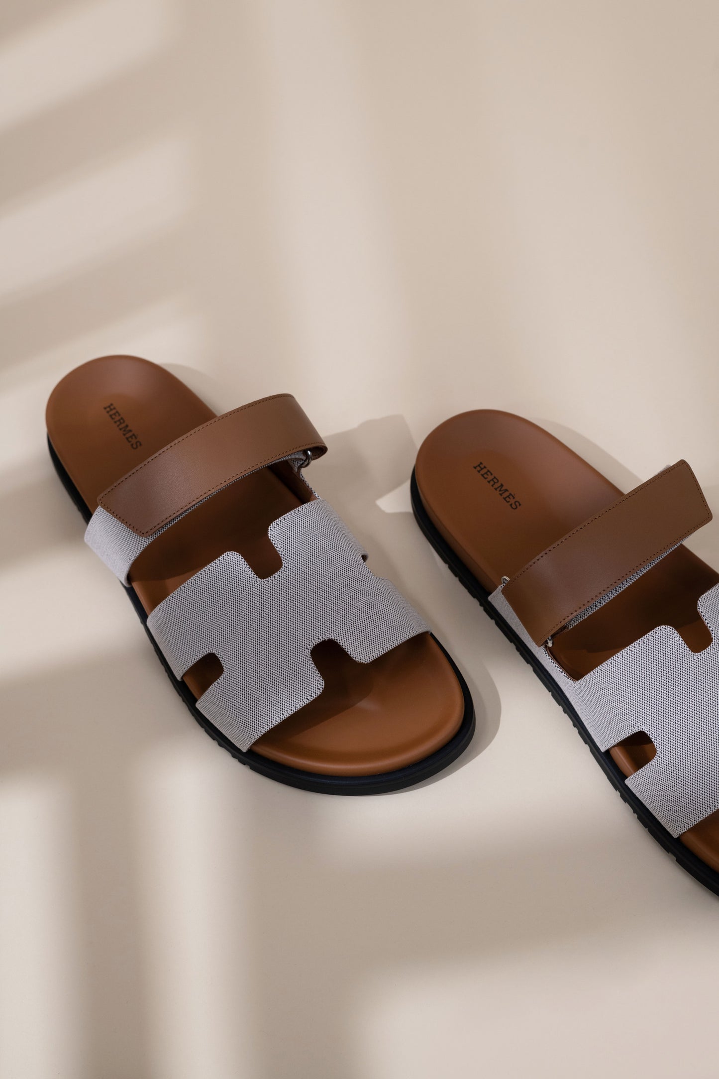 Hermès Chypre Sandals in Prunoir/Naturel