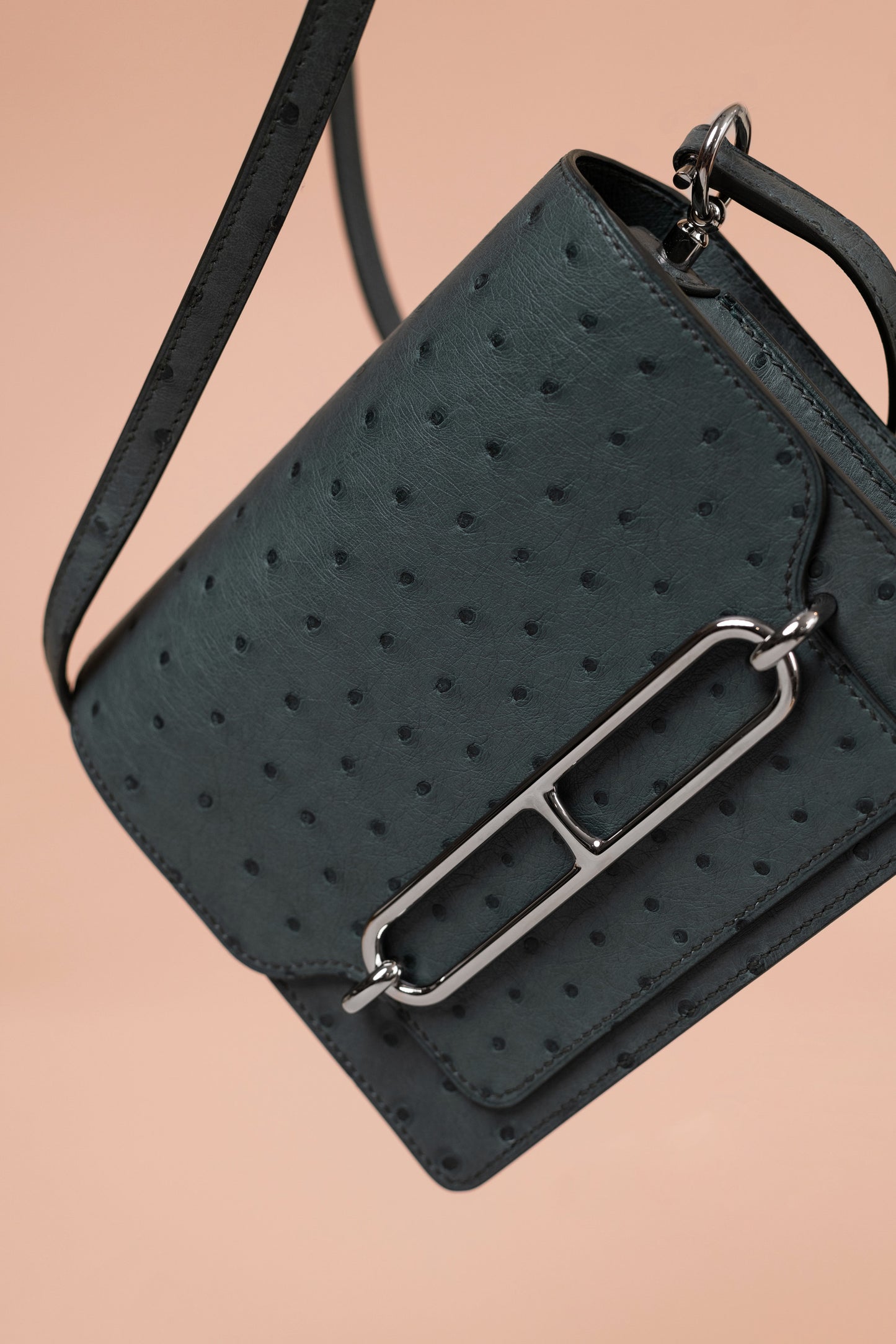 Hermès Mini Roulis Ostrich in Vert Amande PHW