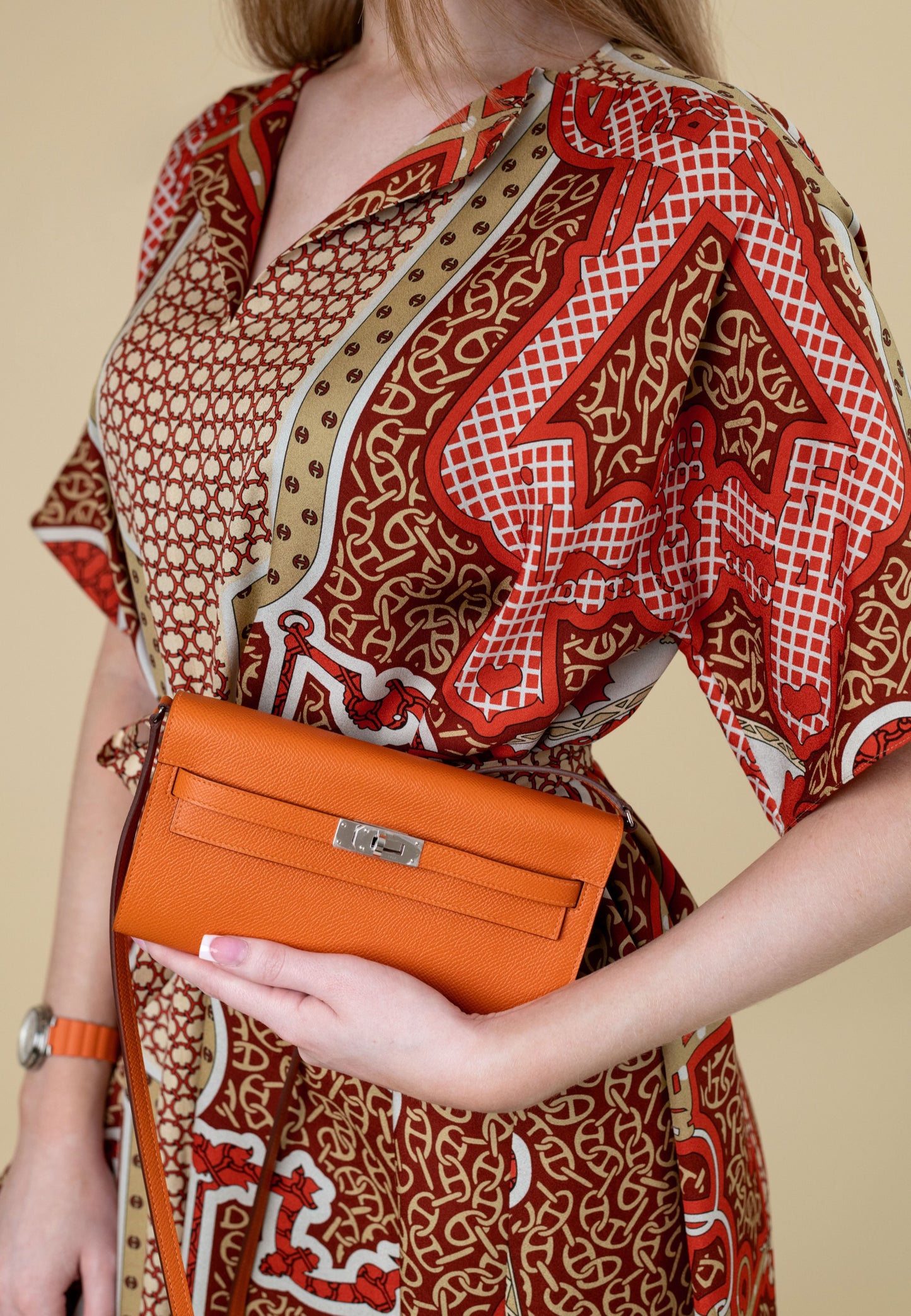 Hermès Kelly Wallet To Go Epsom Orange PHW