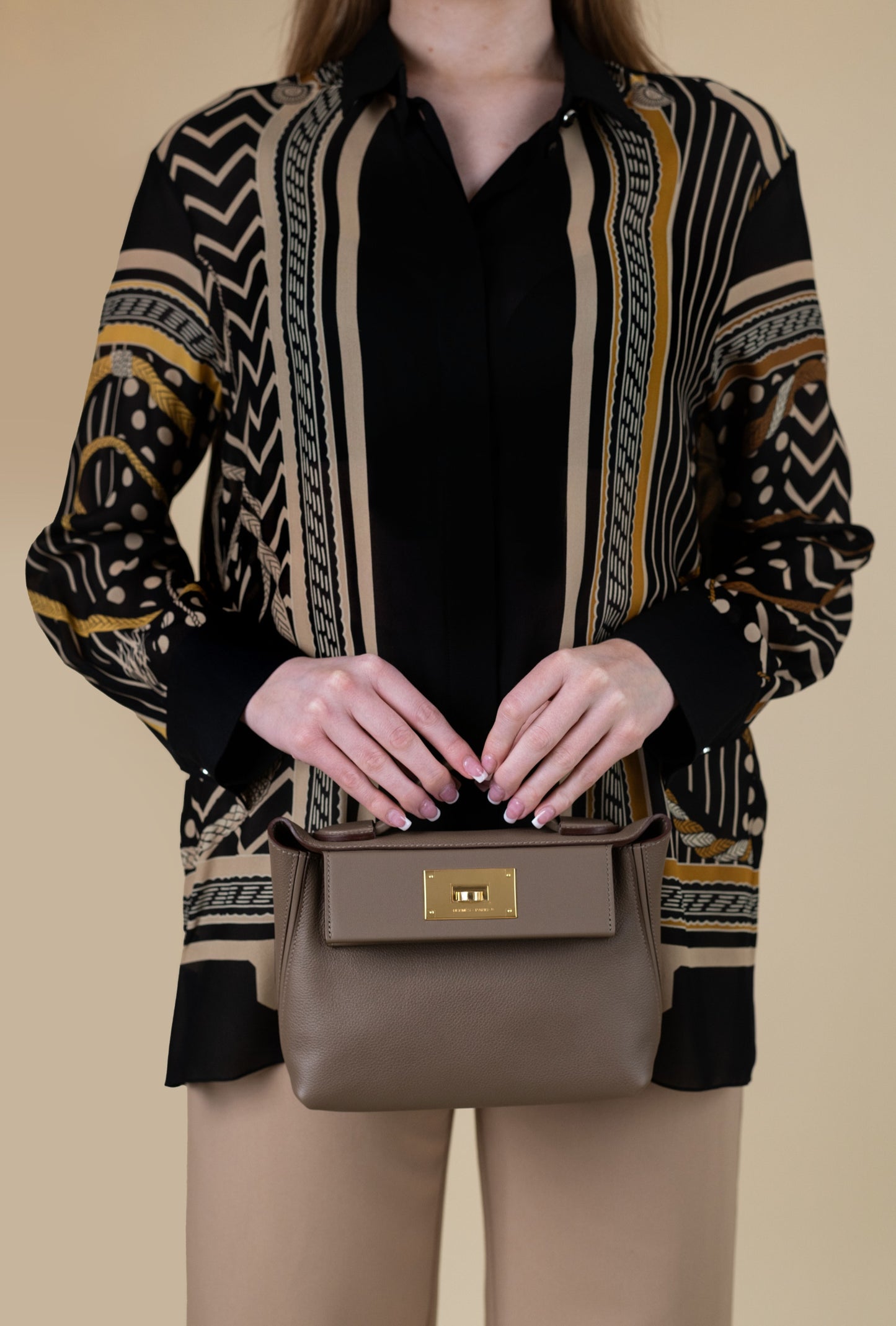 Hermès Mini 24/24 in Etoupe GHW