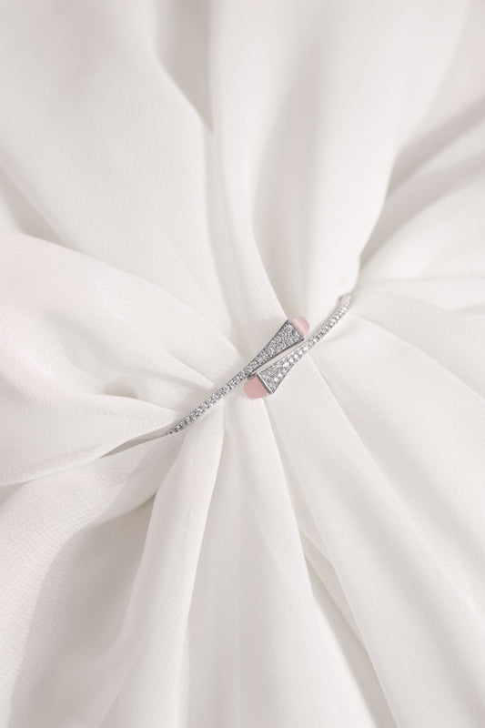 Marli Cleo White Gold Diamond Pink Quartzite Bangle