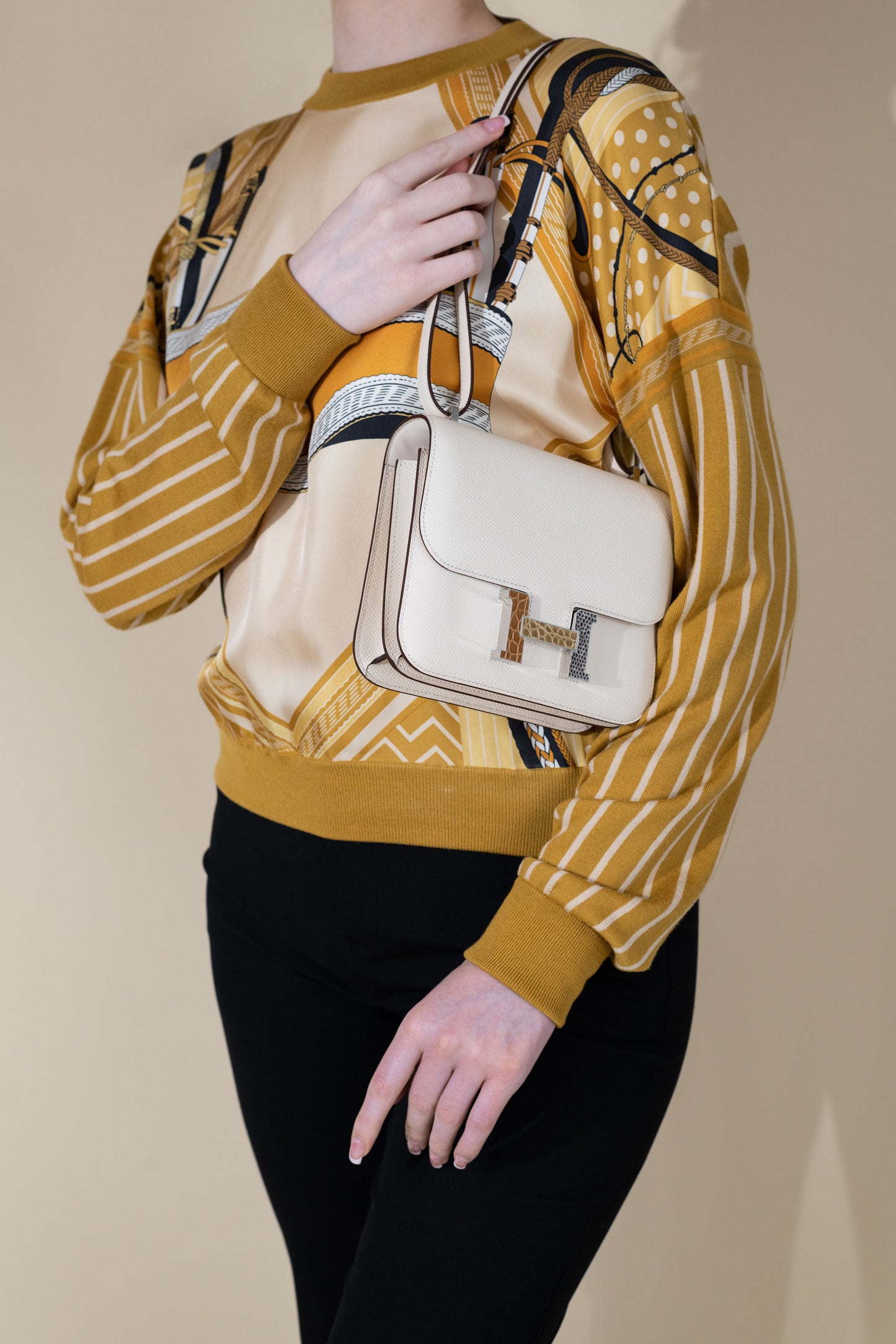 Hermès Mini Constance 18 Nata with Exotic Buckle