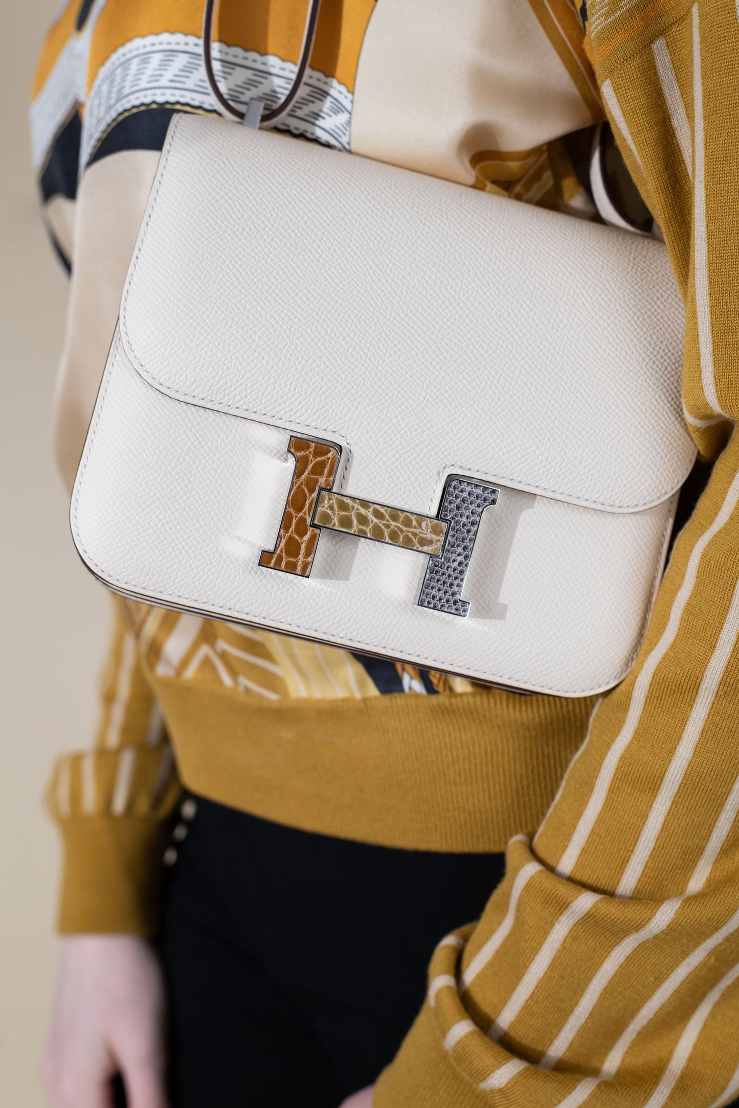 Hermès Mini Constance 18 Nata with Exotic Buckle