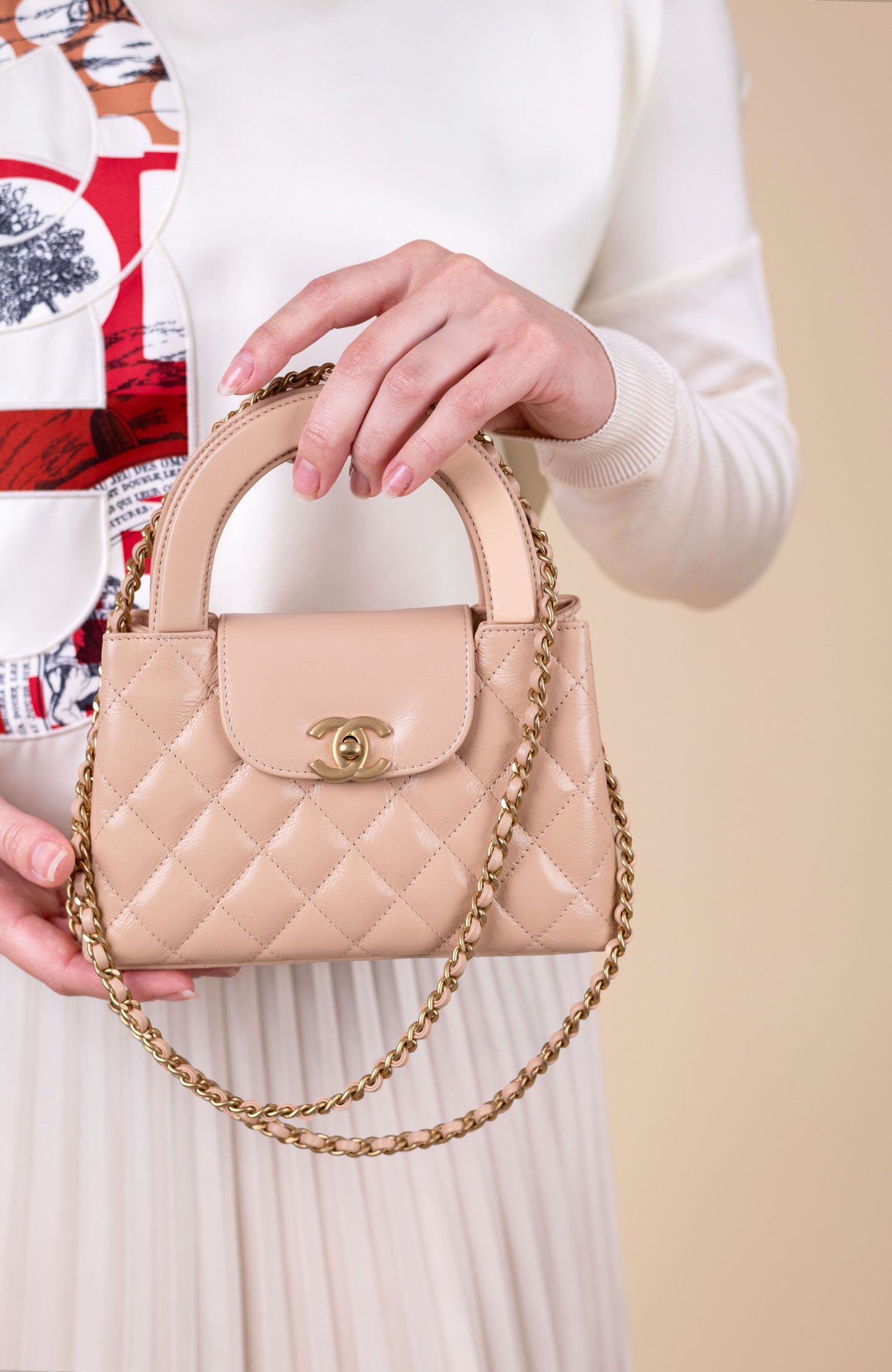 Chanel Nano Bag in Beige with Chain