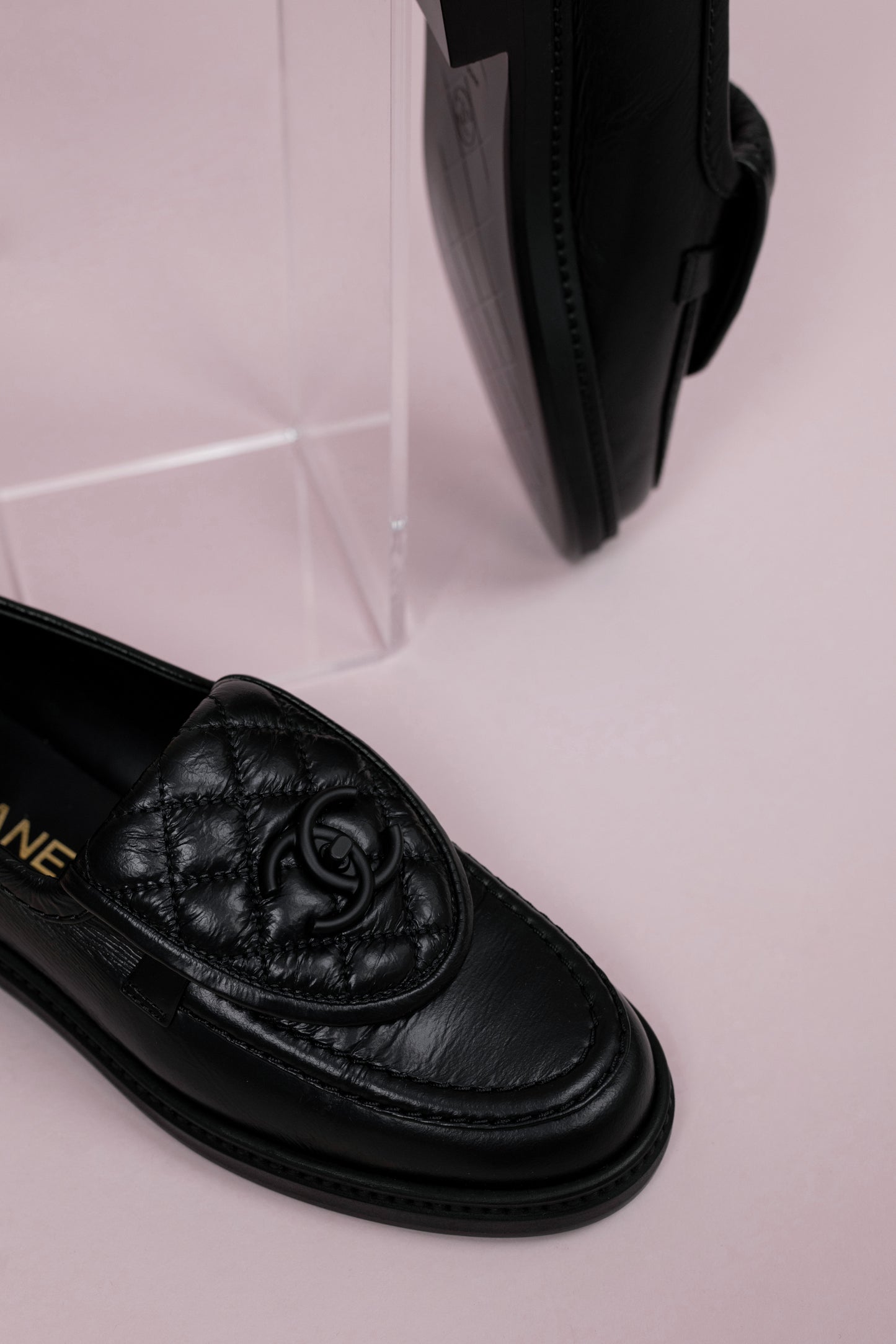 Chanel Crumpled Calfskin Black Loafers