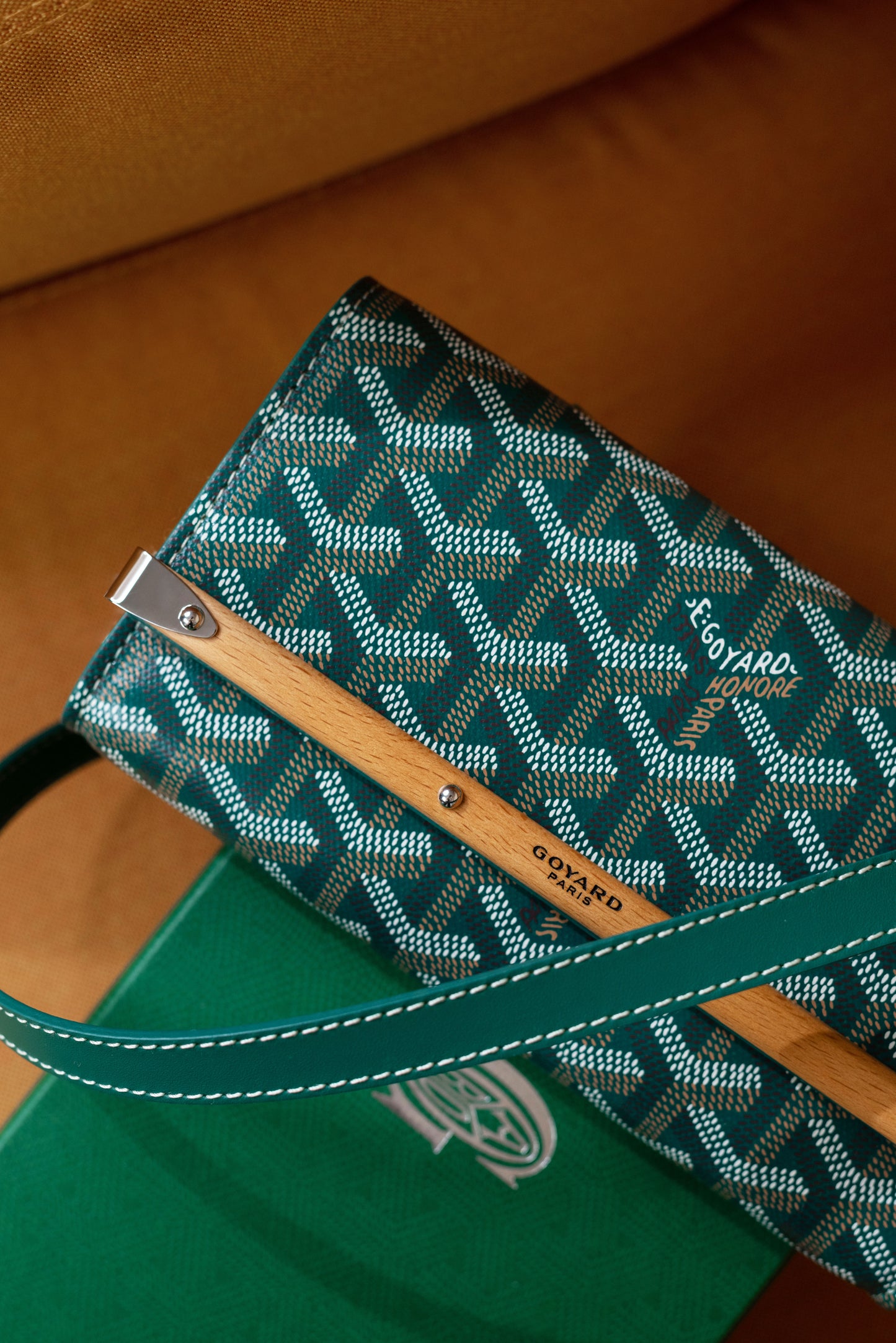 Goyard Green Monte Carlo Wallet with Strap