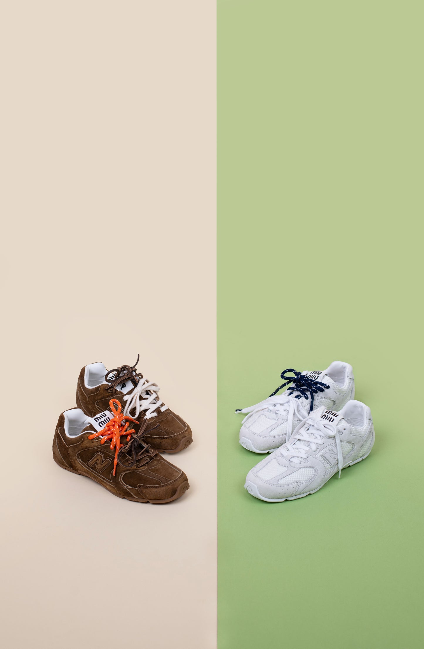 New Balance X Miu Miu 530 SL Suede & Mesh White Sneakers