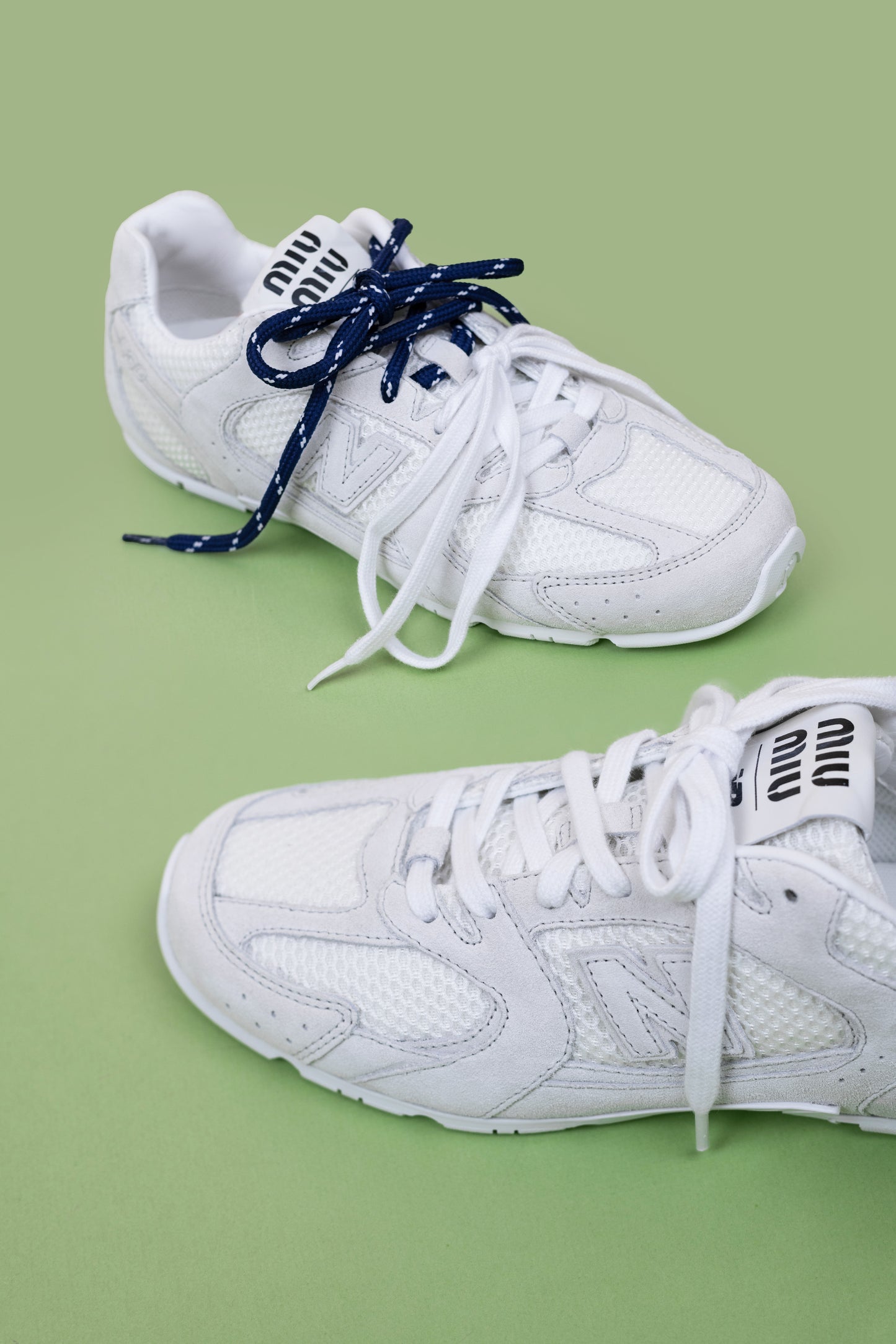 New Balance X Miu Miu 530 SL Suede & Mesh White Sneakers