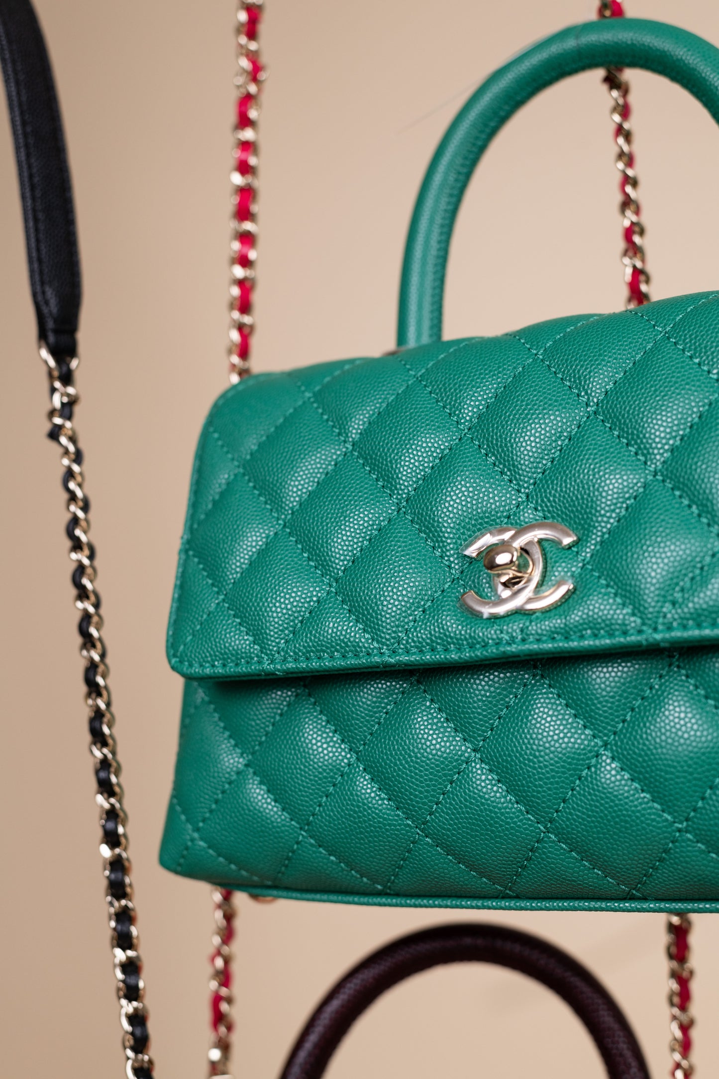 Chanel Small Coco Handles in Green, Raspberry, and Black