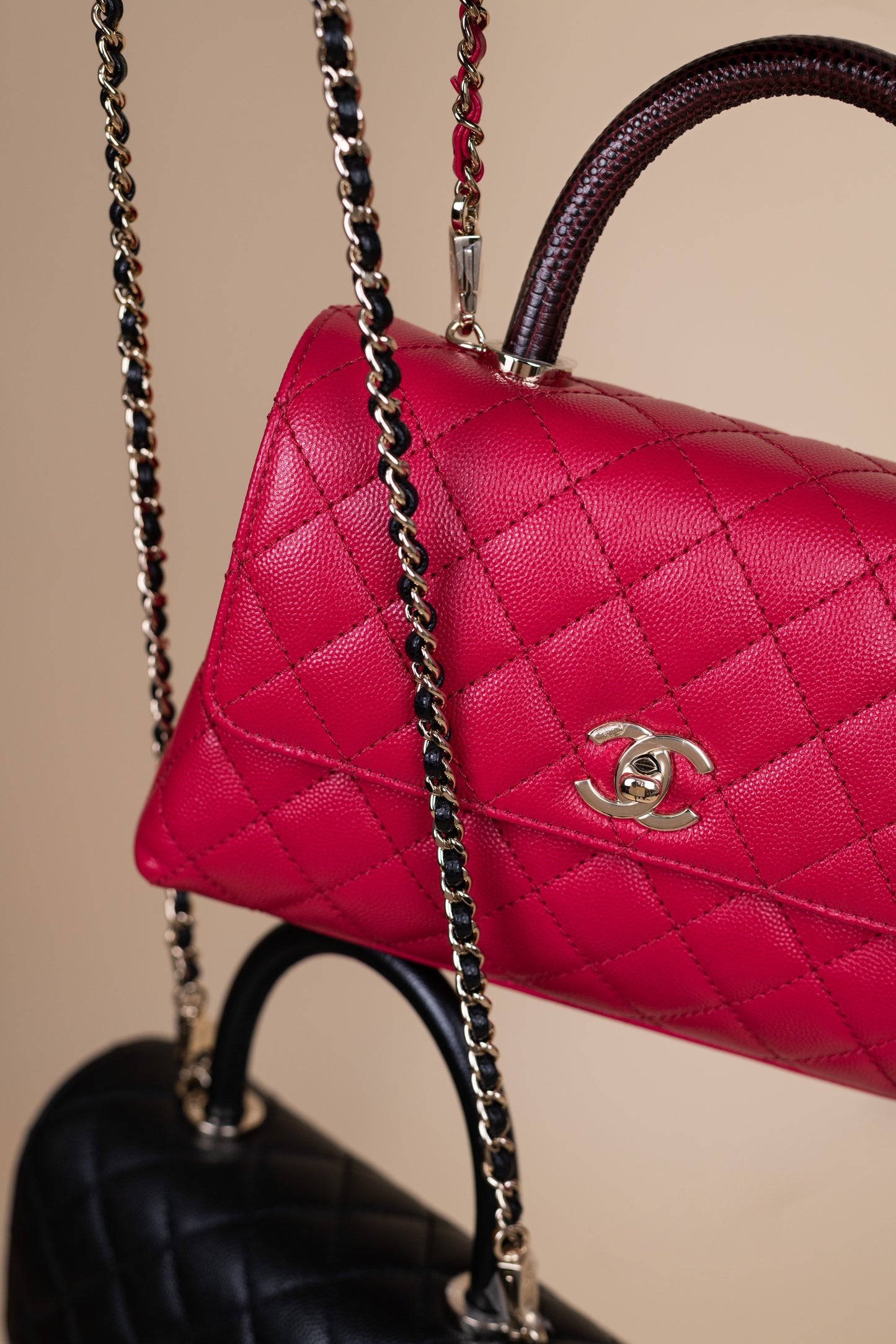 Chanel Small Coco Handles in Green, Raspberry, and Black