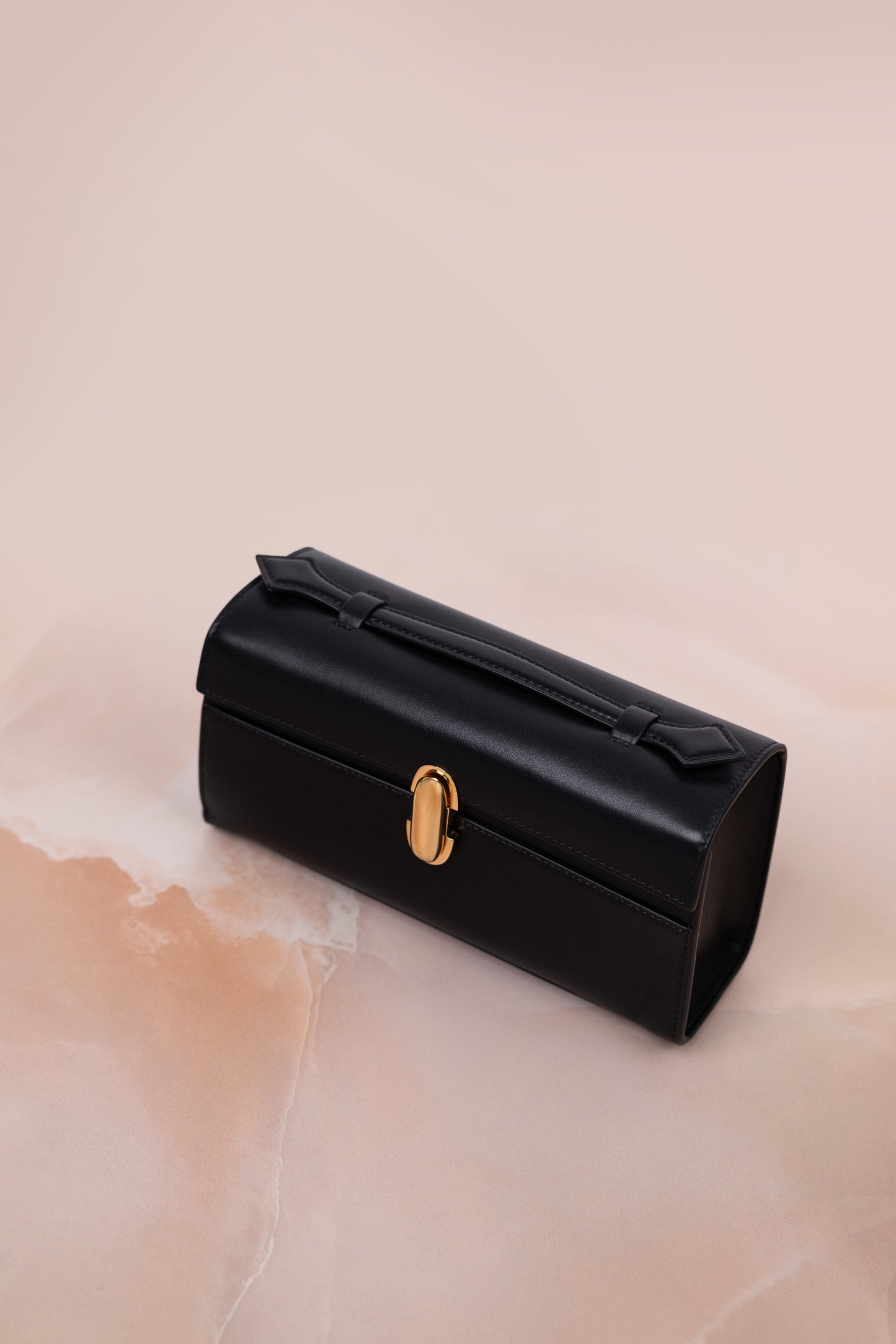 Savette Symmetry Pouch in Black Calf Leather