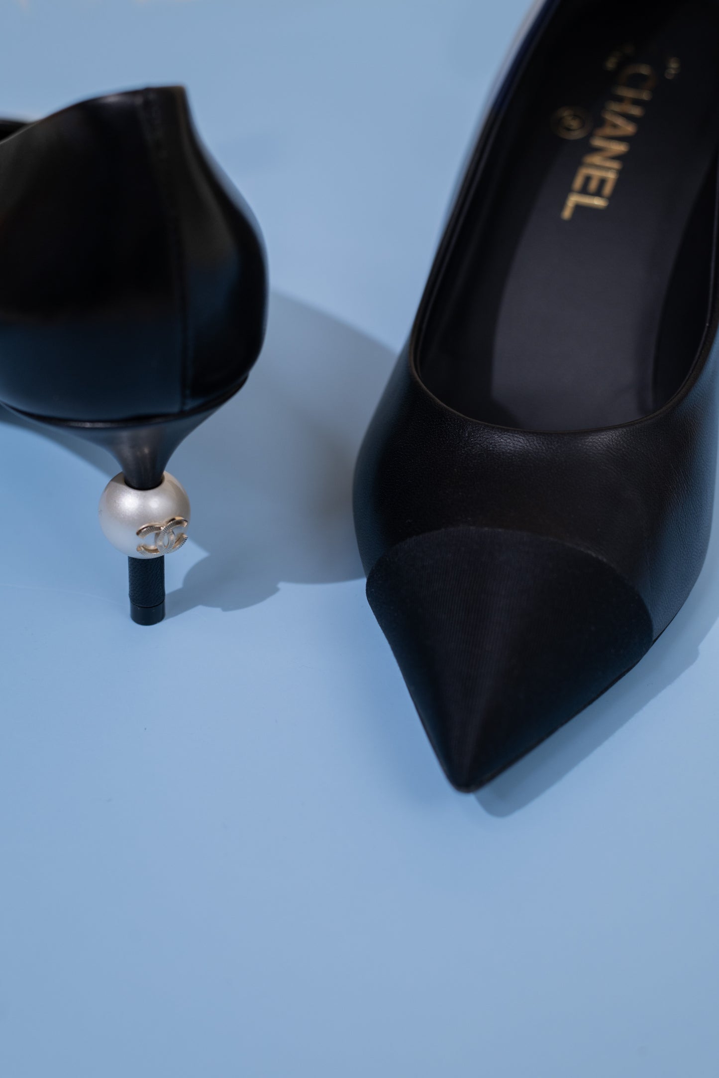 Chanel Black Pearl Slingbacks & Mini Black 31 Bag with Chain