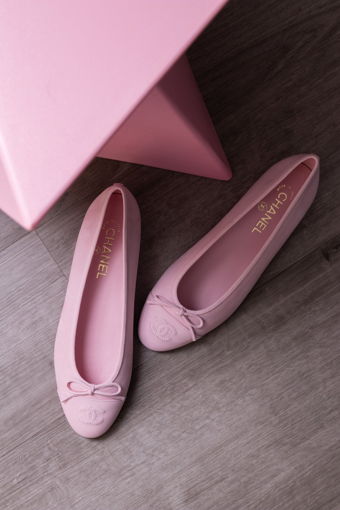 Chanel Light Pink CC Ballet Flats