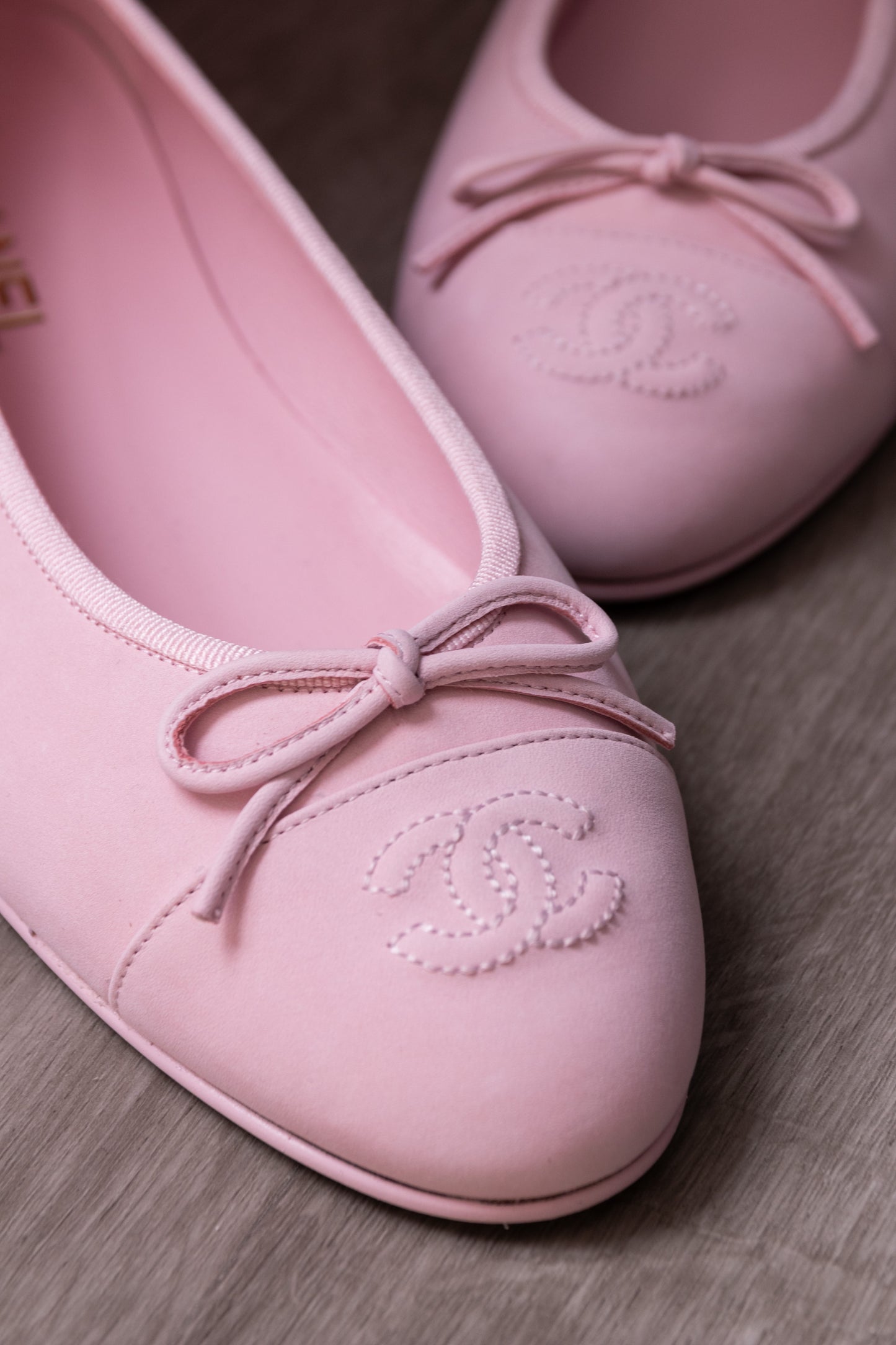 Chanel Light Pink CC Ballet Flats