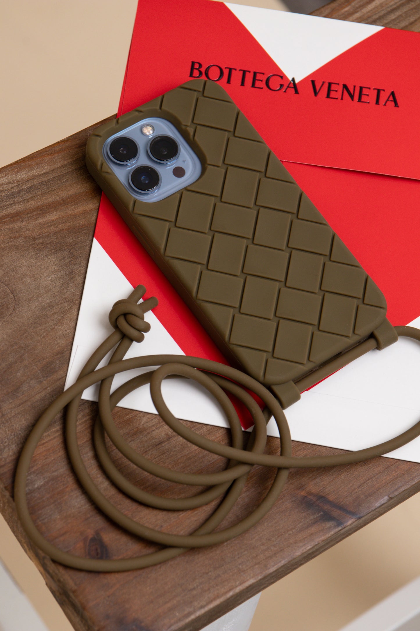 Bottega Veneta Intreccio Rubber Silicone Phone Case with Strap