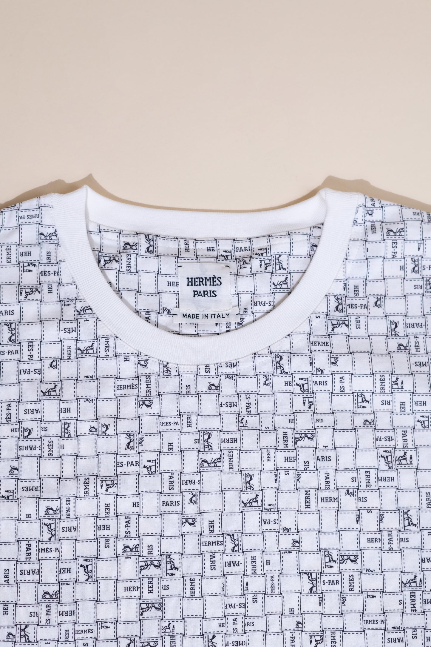Hermès "Bolduc au Carre" White Micro T-Shirt