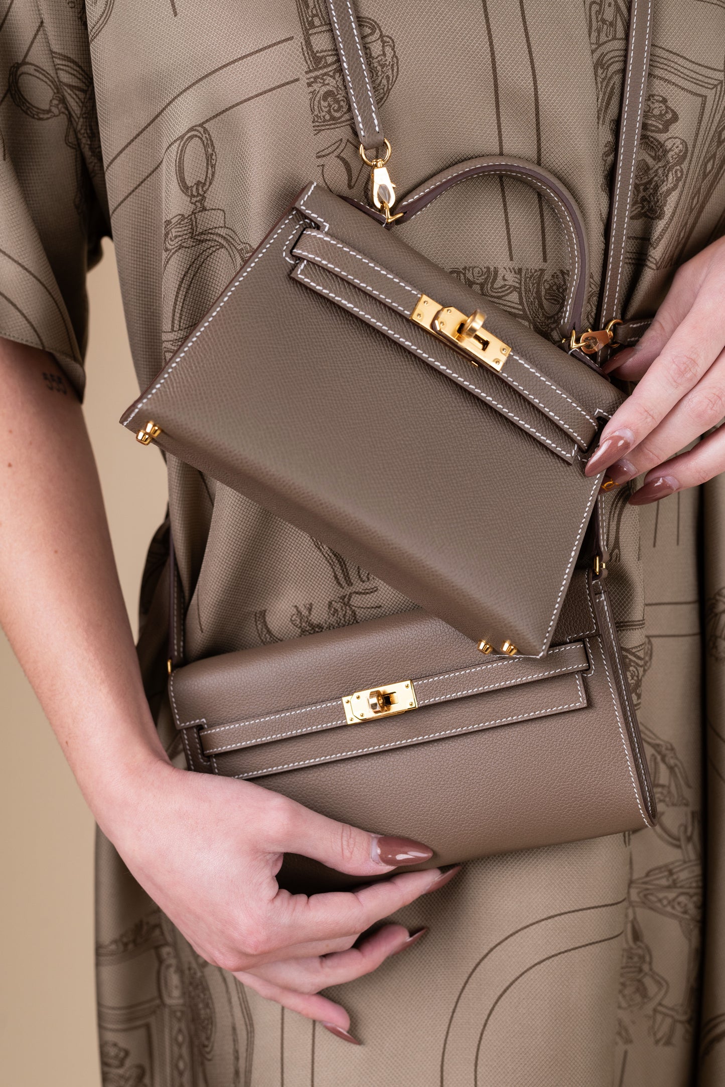 هيرميس ميني كيلي 20 Etoupe & Kelly Wallet To Go Etoupe GHW