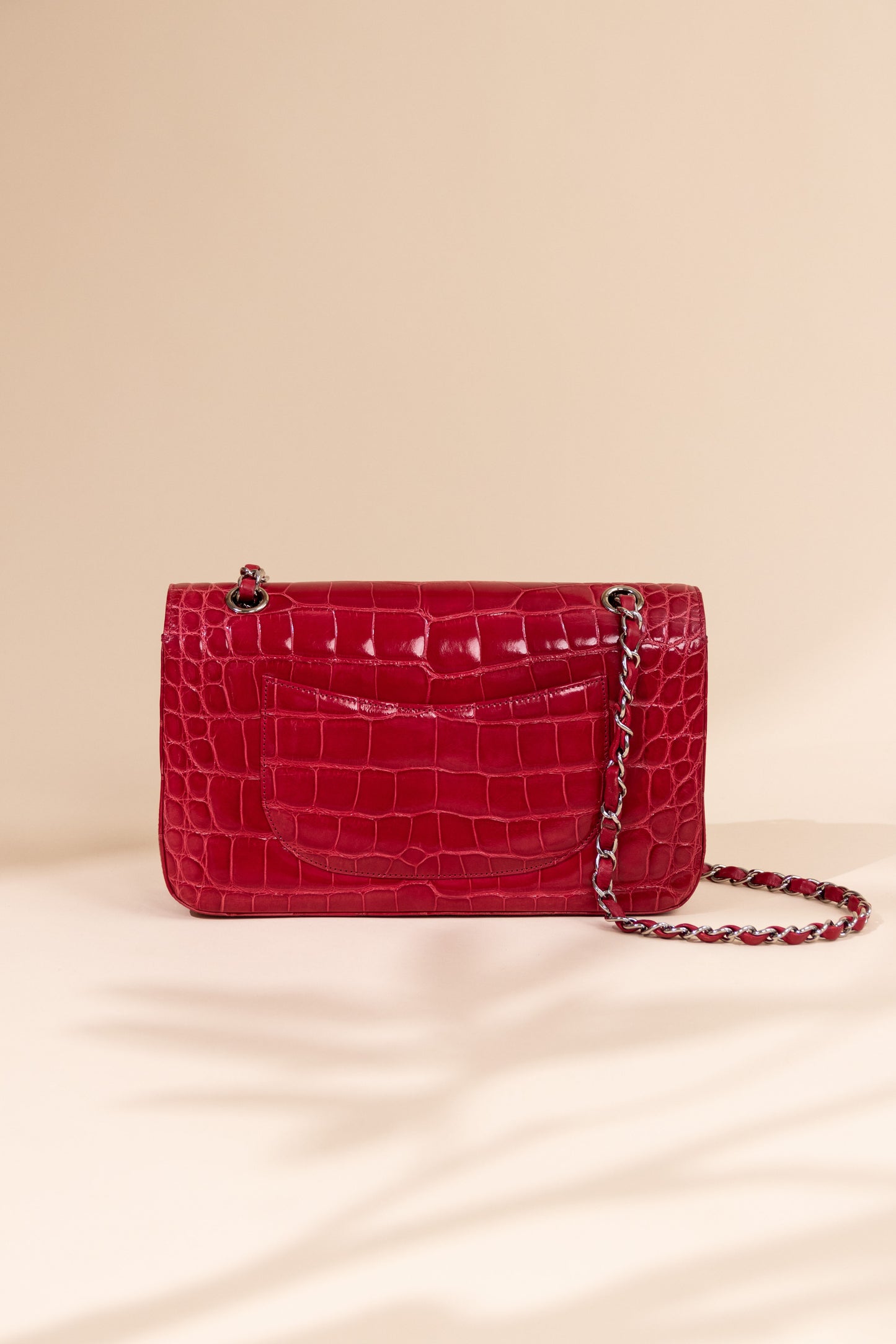 Chanel - Medium Classic Flap Bag Shiny Alligator in Red