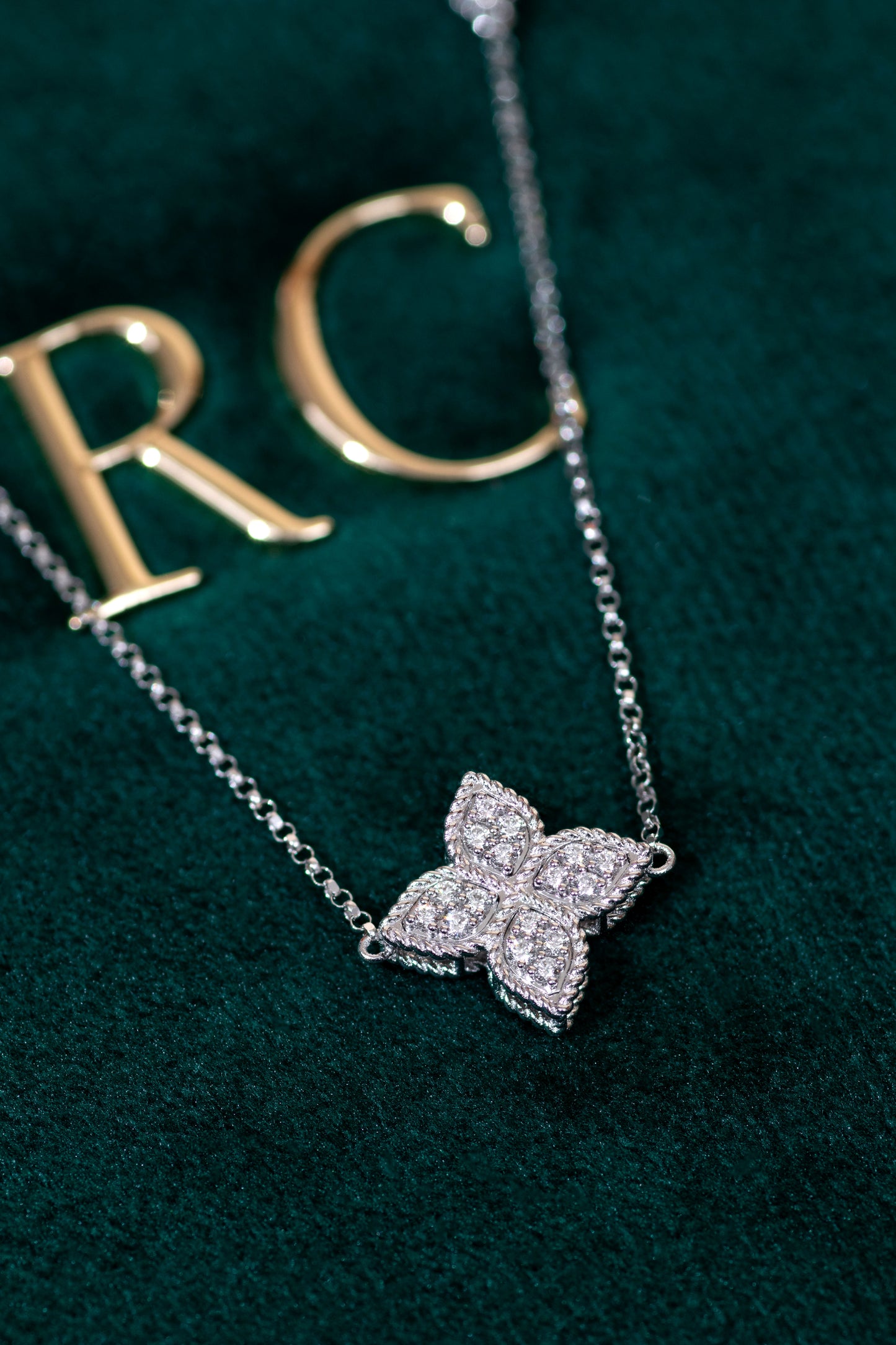 Roberto Coin Princess Flower Long White Gold Necklace