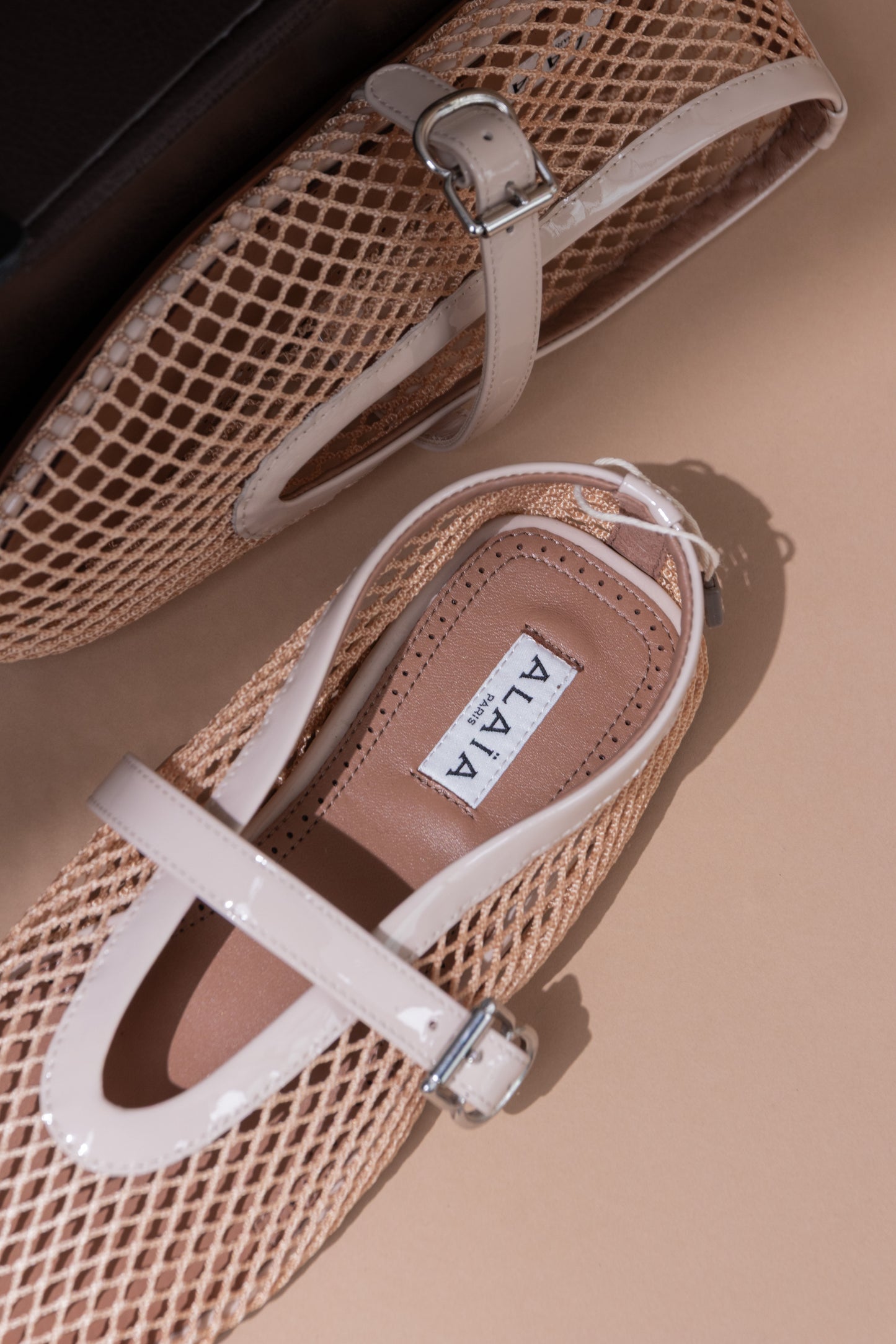 Alaia Beige Mesh Sandals