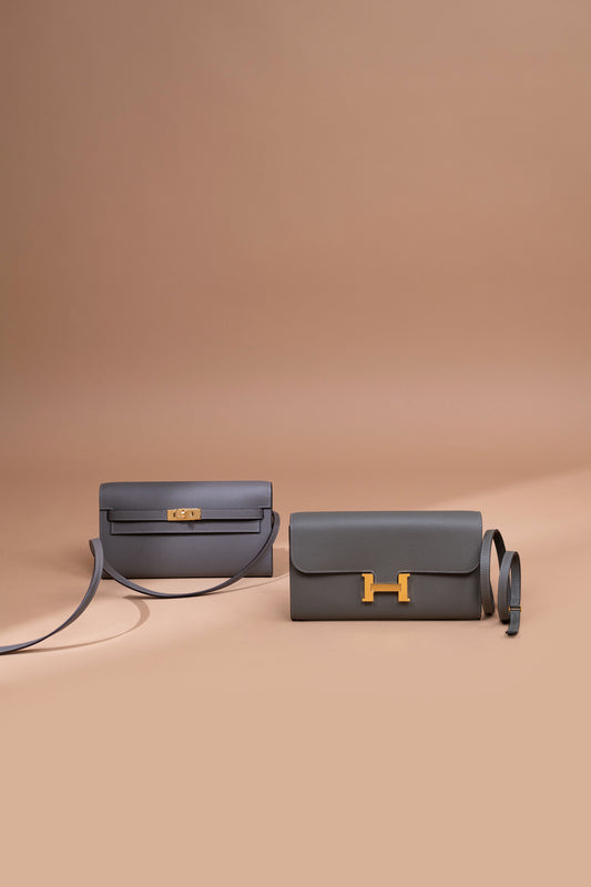 Hermès Kelly Wallet To Go Epsom & Constance Wallet To Go Evercolor Ardoise GHW