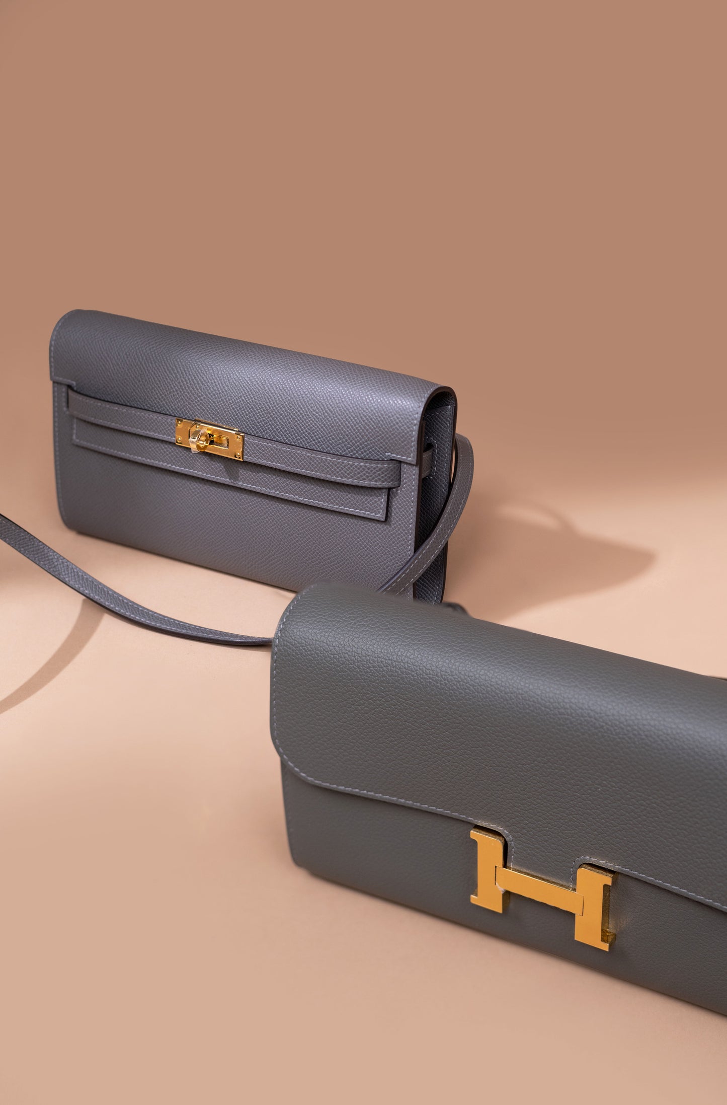Hermès Kelly Wallet To Go Epsom & Constance Wallet To Go Evercolor Ardoise GHW